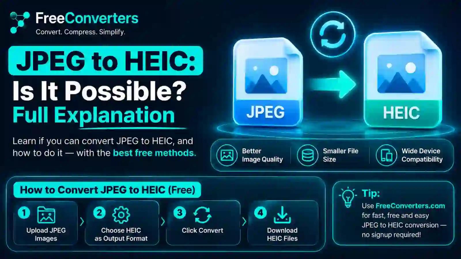 JPEG to HEIC Converter: How to Convert JPG to HEIC (2026)