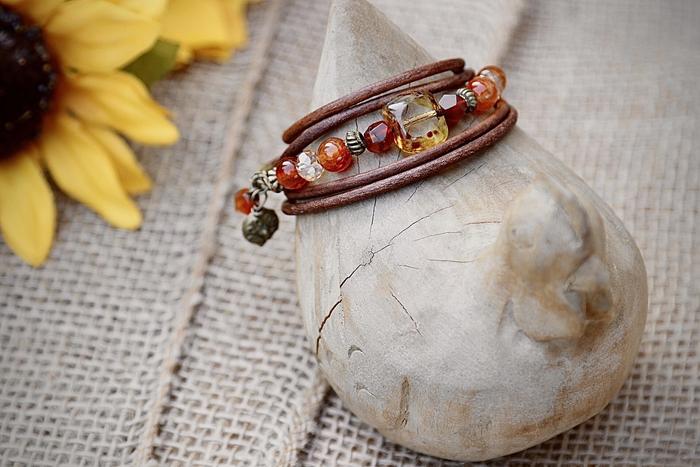 Carnelian, Czech Glass & Genuine Leather...Sigh!