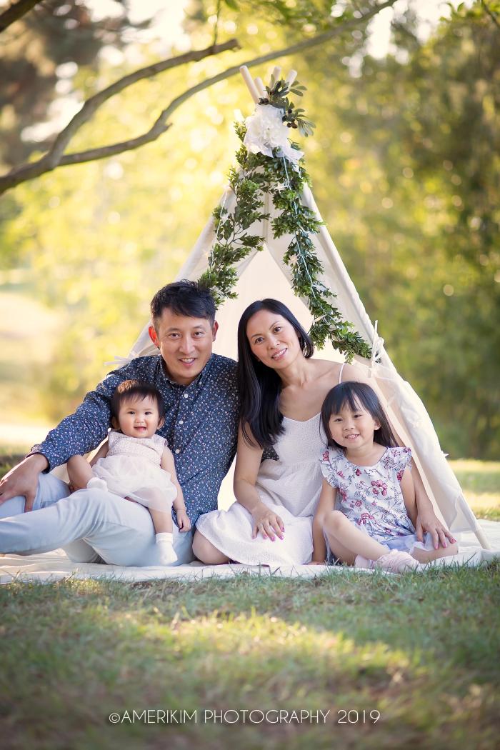 Family in a Teepee.