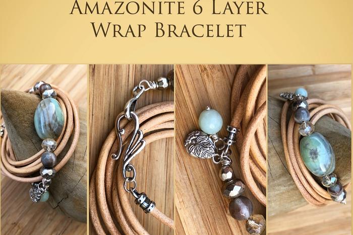 Aqua Terra & Faceted Amazonite 6 Layer Wrap Bracelet- CountryVibes#🌾