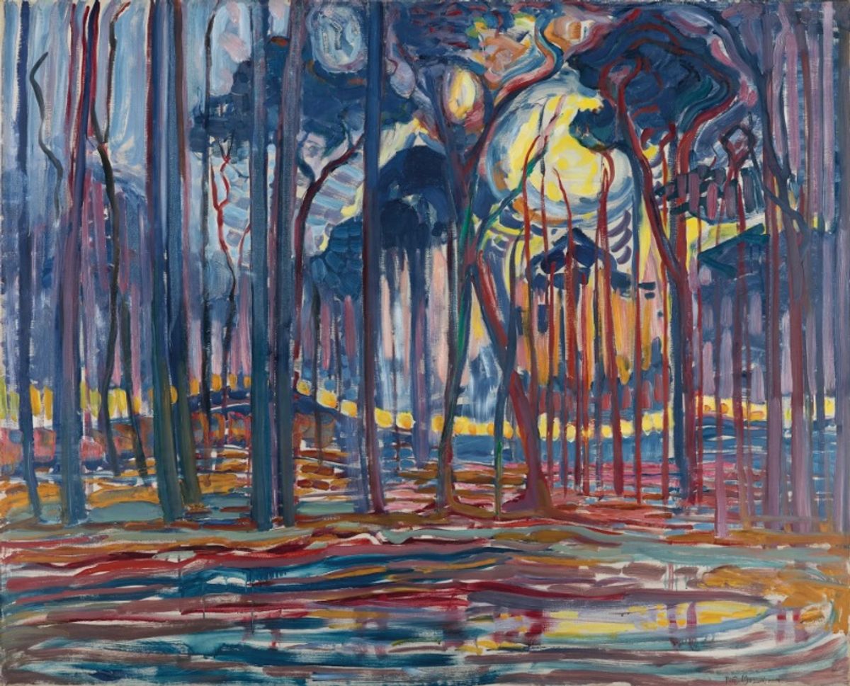 היערות ליד אואלה (1908) של פיט מונדריאן

© 2022 Mondrian/Holtzman Trust צילום: Kunstmuseum Den Haag