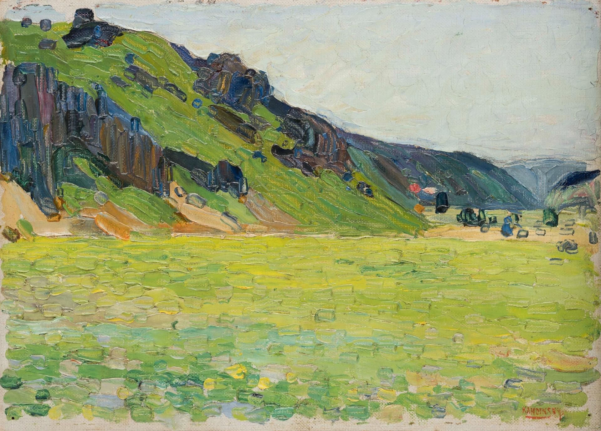 Kallmünz–Hellgrüne Berge (1903) של ואסילי קנדינסקי

צילום: מוזיאון סטדל, פרנקפורט על המיין