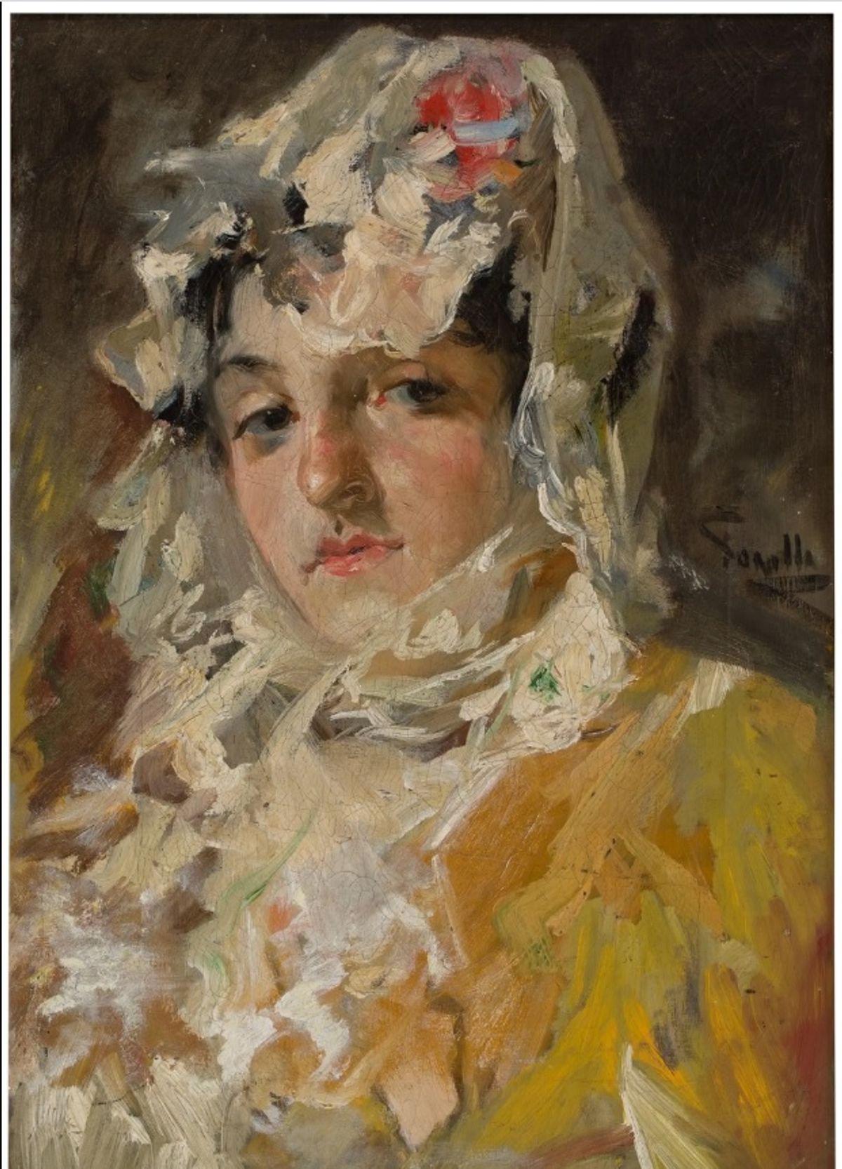 Cabeza de mujer con mantilla blanca של חואקין סורולה (בסביבות 1882)

באדיבות Museo del Prado