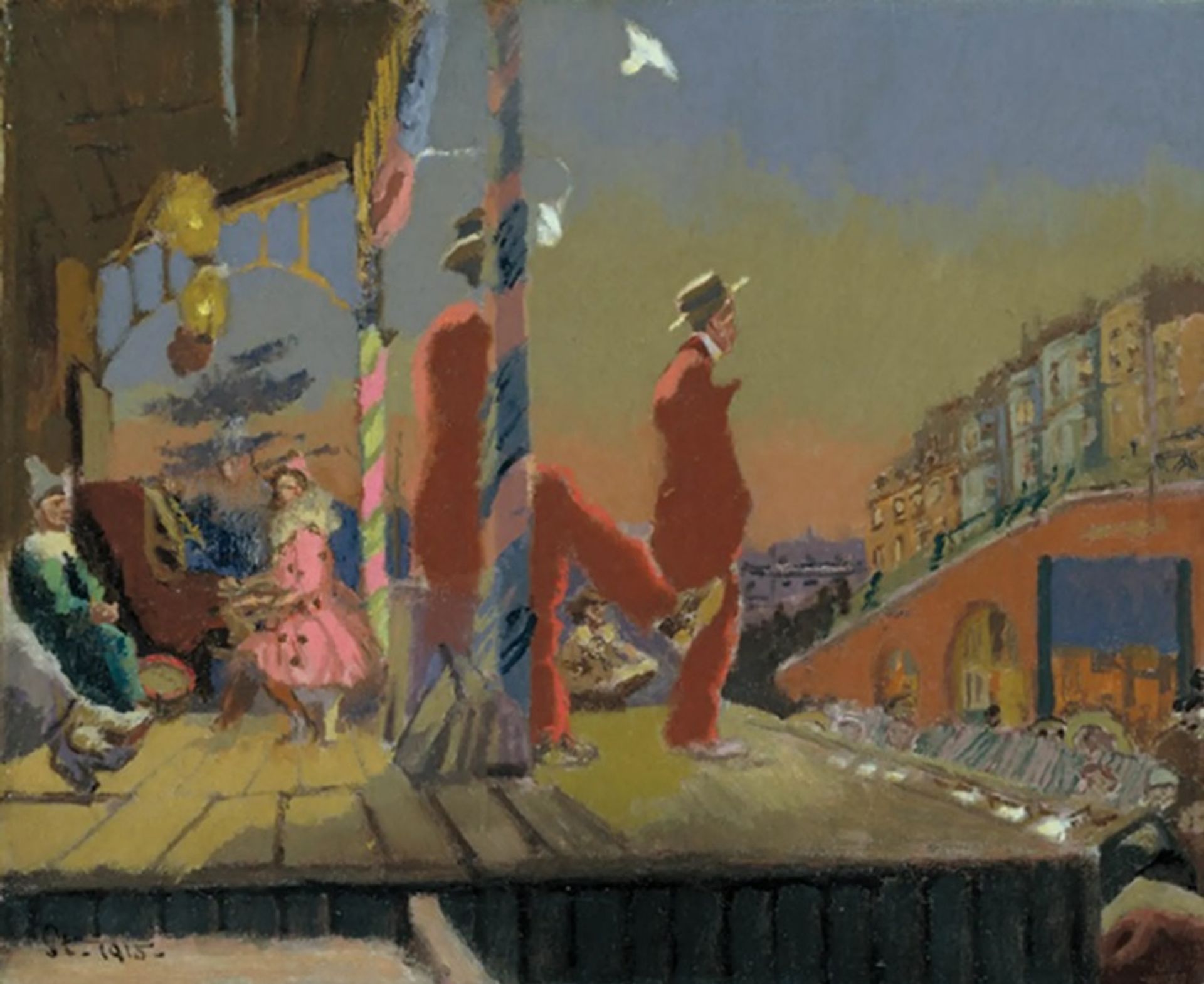 Brighton Pierrots (1915), צויר שנתיים לאחר שסיקרט פגש את דגה וחושף את השפעתו של האימפרסיוניסט על עבודתו

באדיבות הטייט