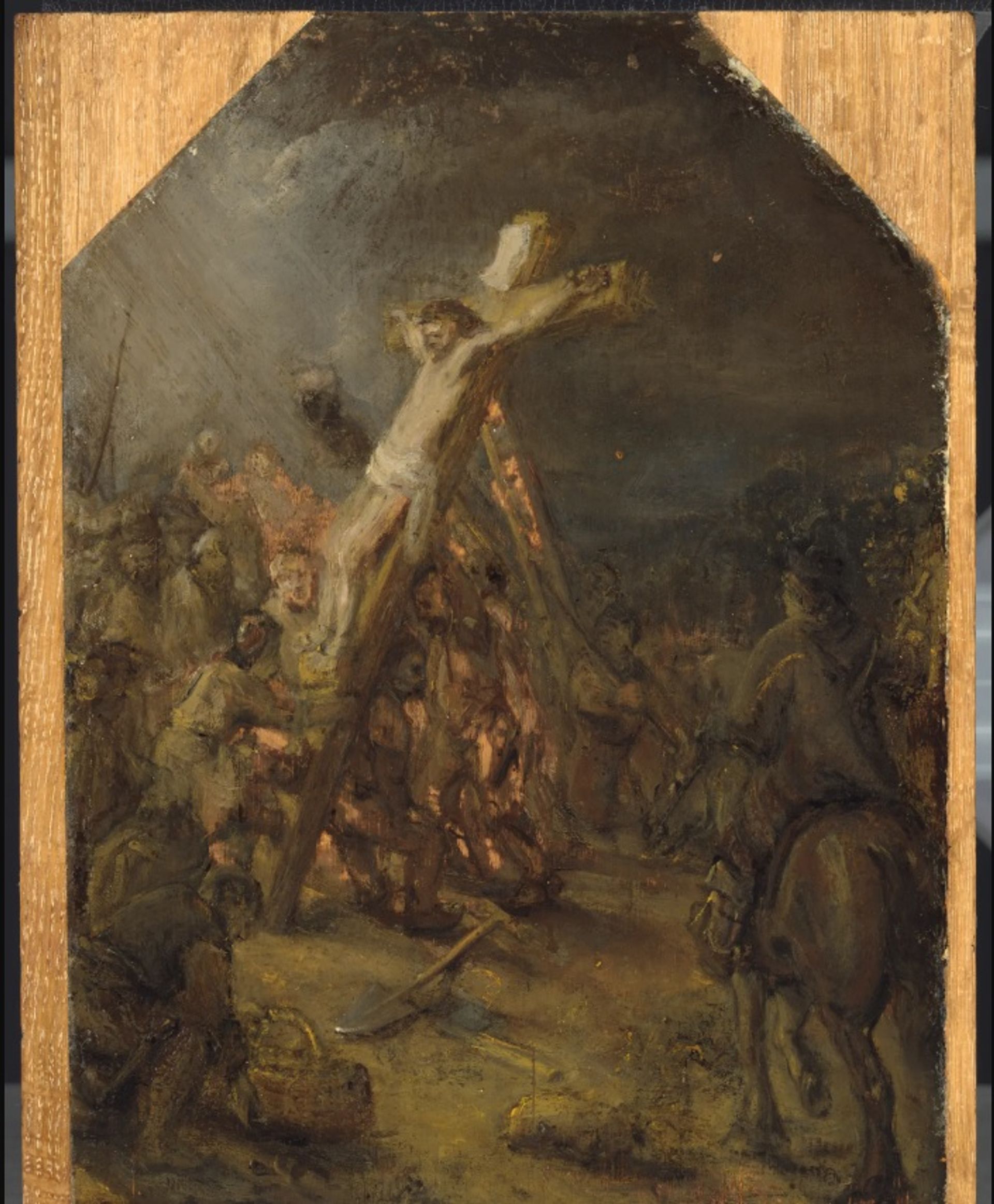 The Raising of the Cross(בסביבות 1645), נחשב כעת שנעשה על ידי רמברנדט
