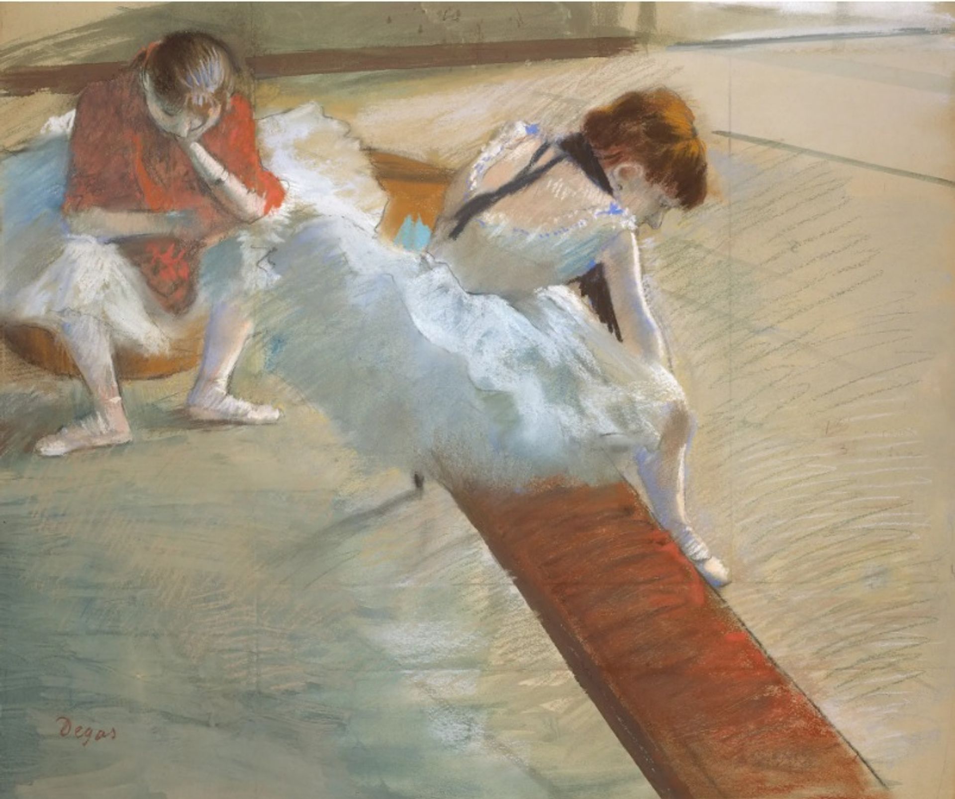 אדגר דגה, Dancers Resting, 1881–85, פסטל על נייר מודבק על קרטון,

המוזיאון לאמנויות יפות, בוסטון, אוסף ג'וליאנה צ'ייני אדוארדס. צילום © מוזיאון לאמנויות יפות, בוסטון