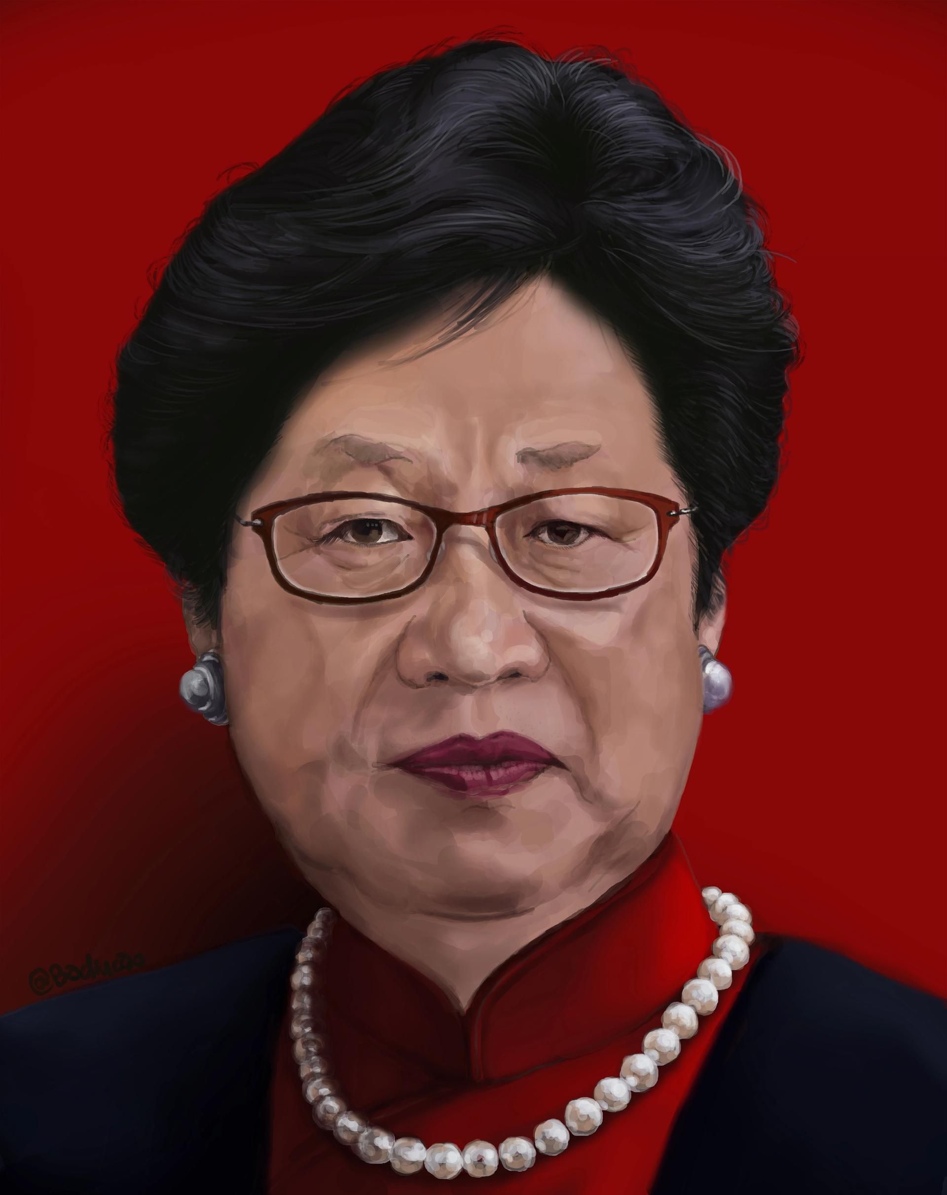 הקריקטורה של Badiucao משנת 2018 משלב את פניו של הנשיא שי ג'ינפינג עם פניה של מנכ"לית הונג קונג קארי לאם

©Badiucao