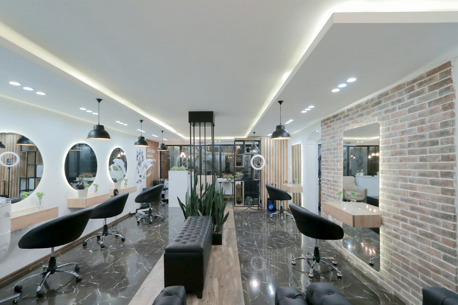 Inside the salon at 7 The Slade, ready for a group booking