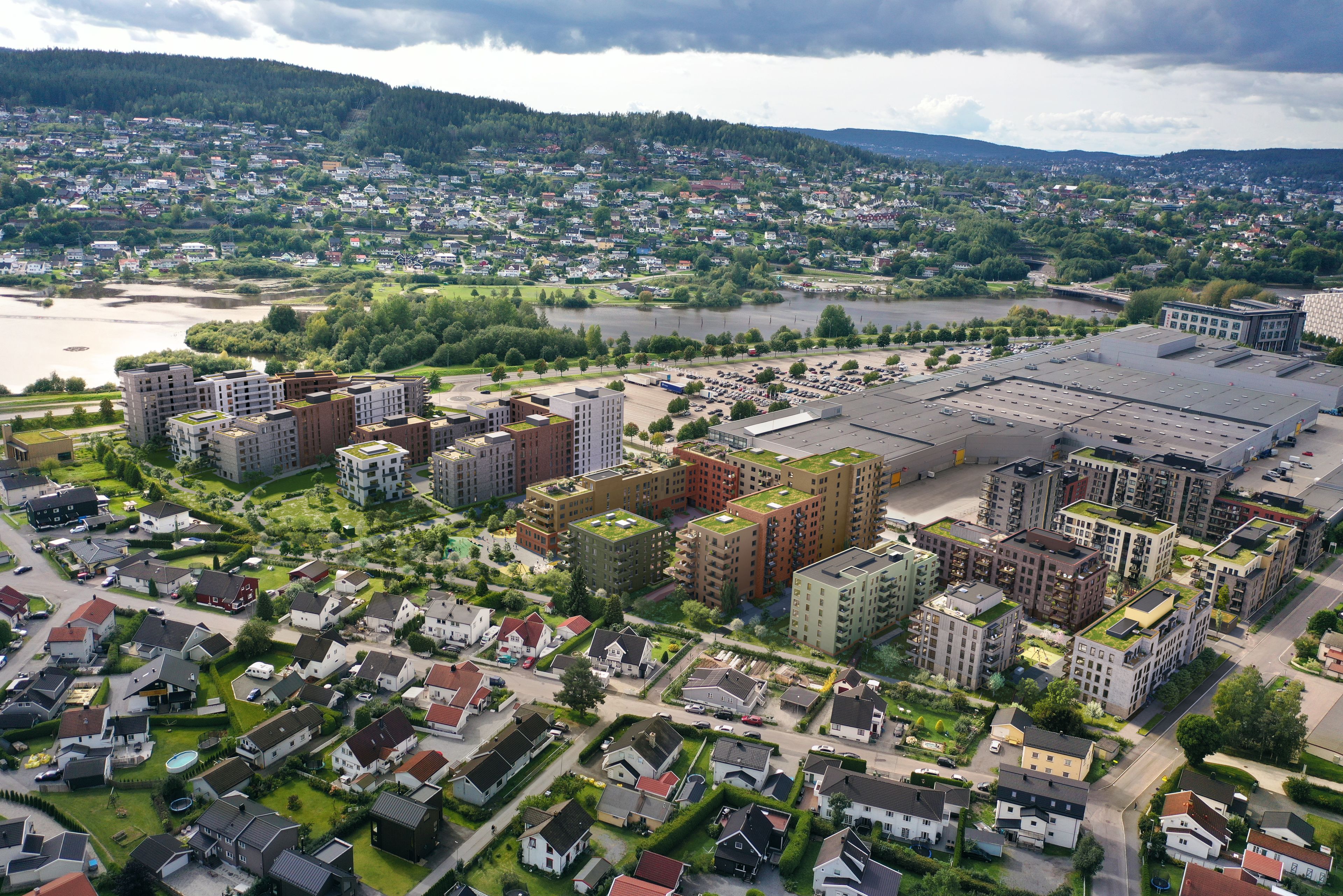 Illustrasjon over Torghagen, Kvarteret, Lillestrøm.