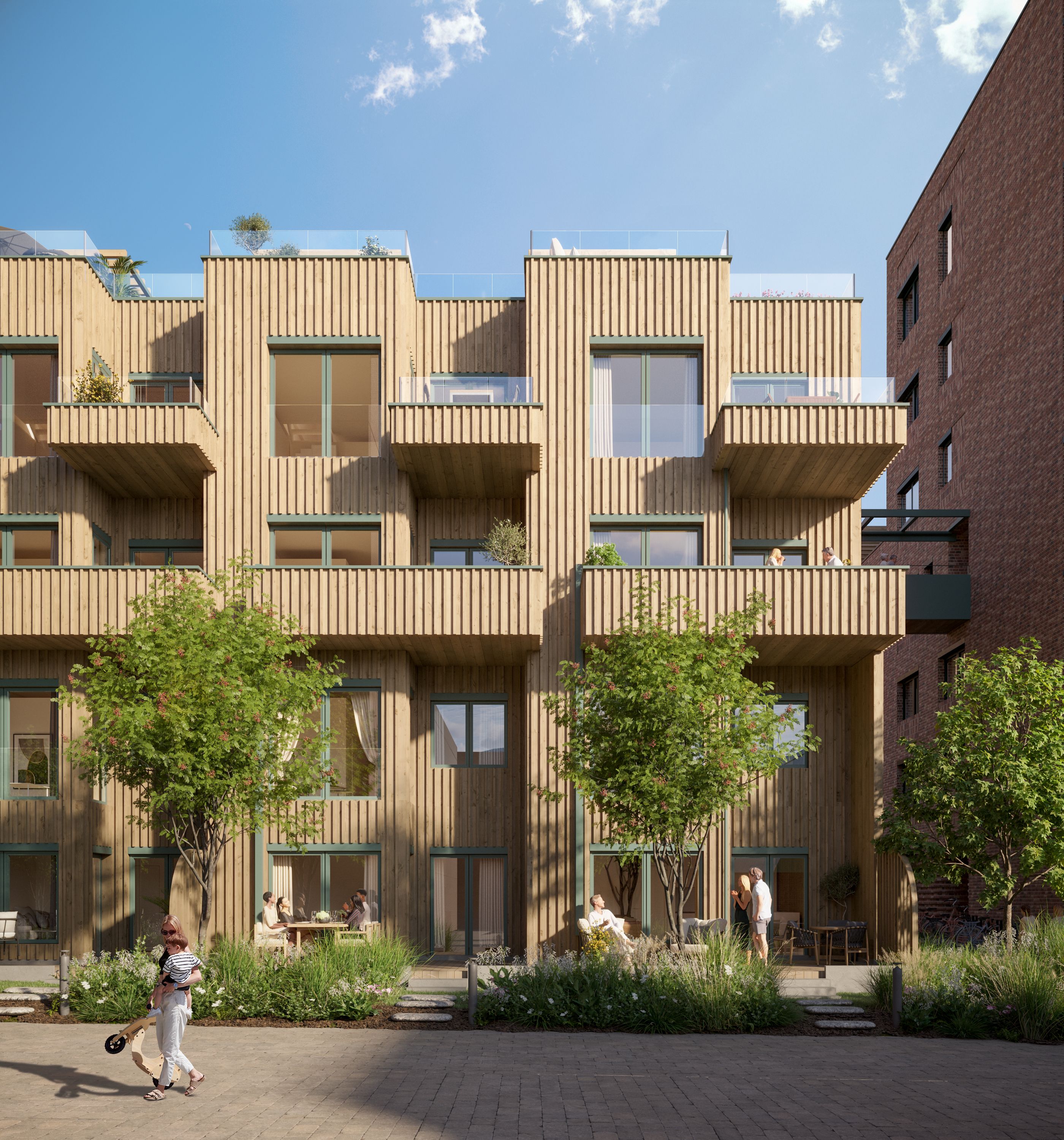 Illustrasjon a rekkehus på Nansenløkka