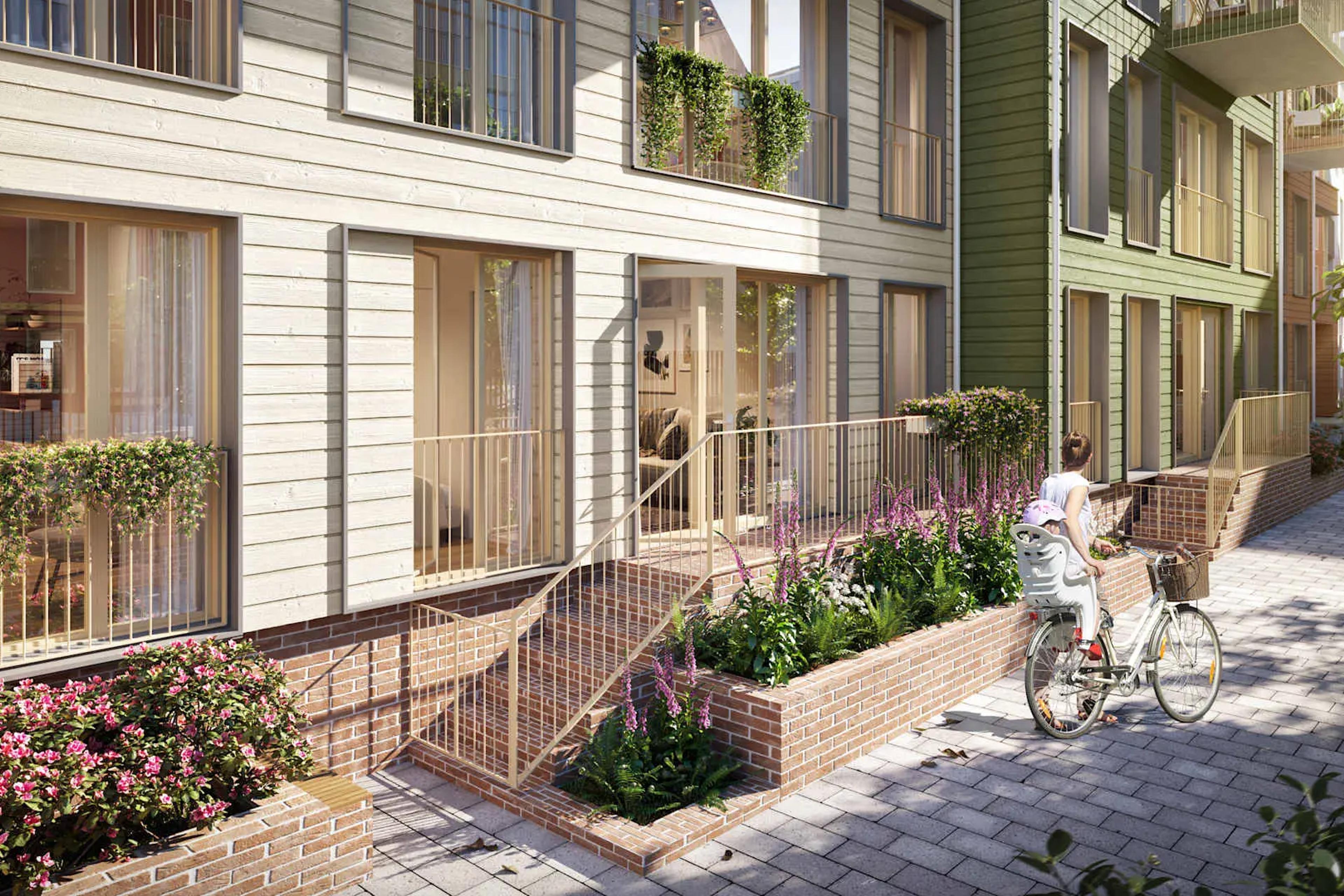 Illustrasjon av inngangsparti på bakkeplan