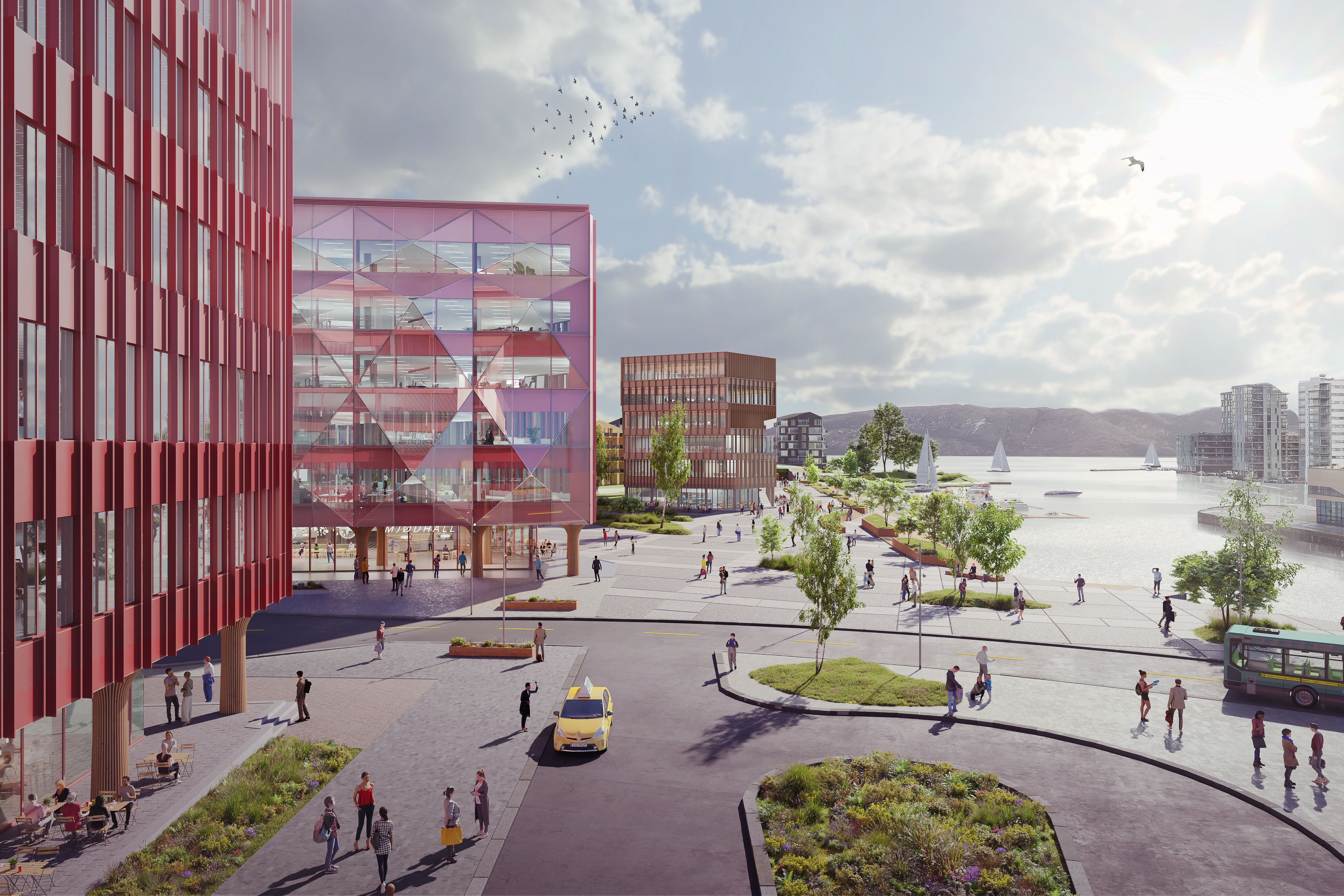 Illustrasjon av det nye byområdet i Hinna Park