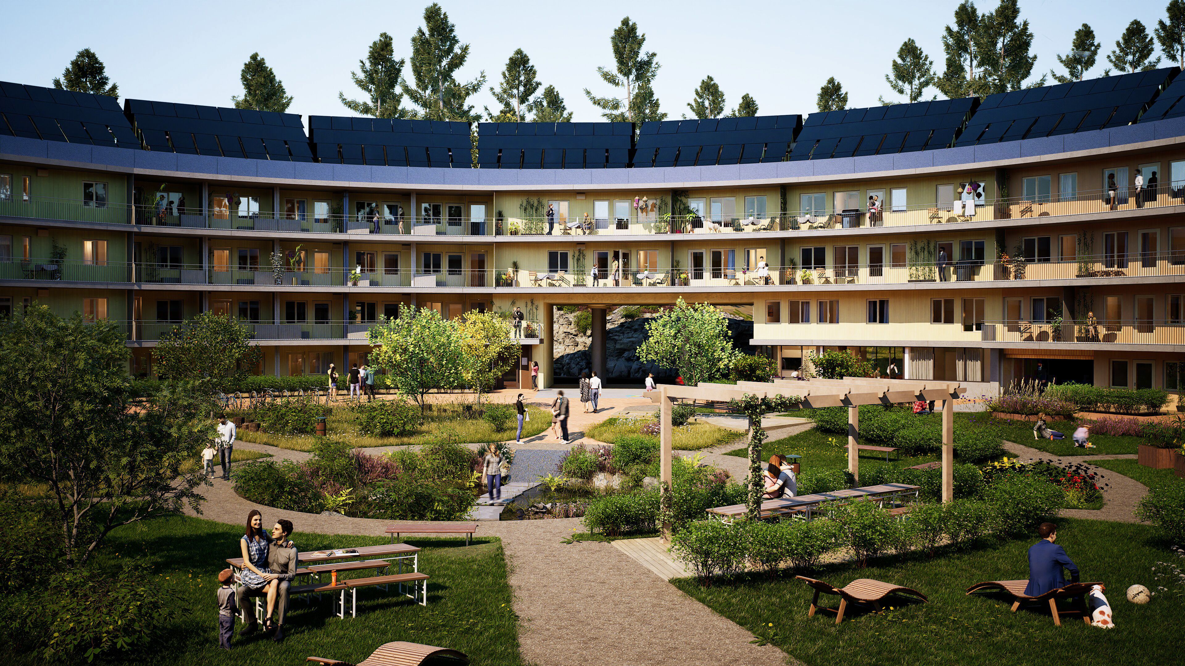 Illustrasjon av gårdsrom på Oen.