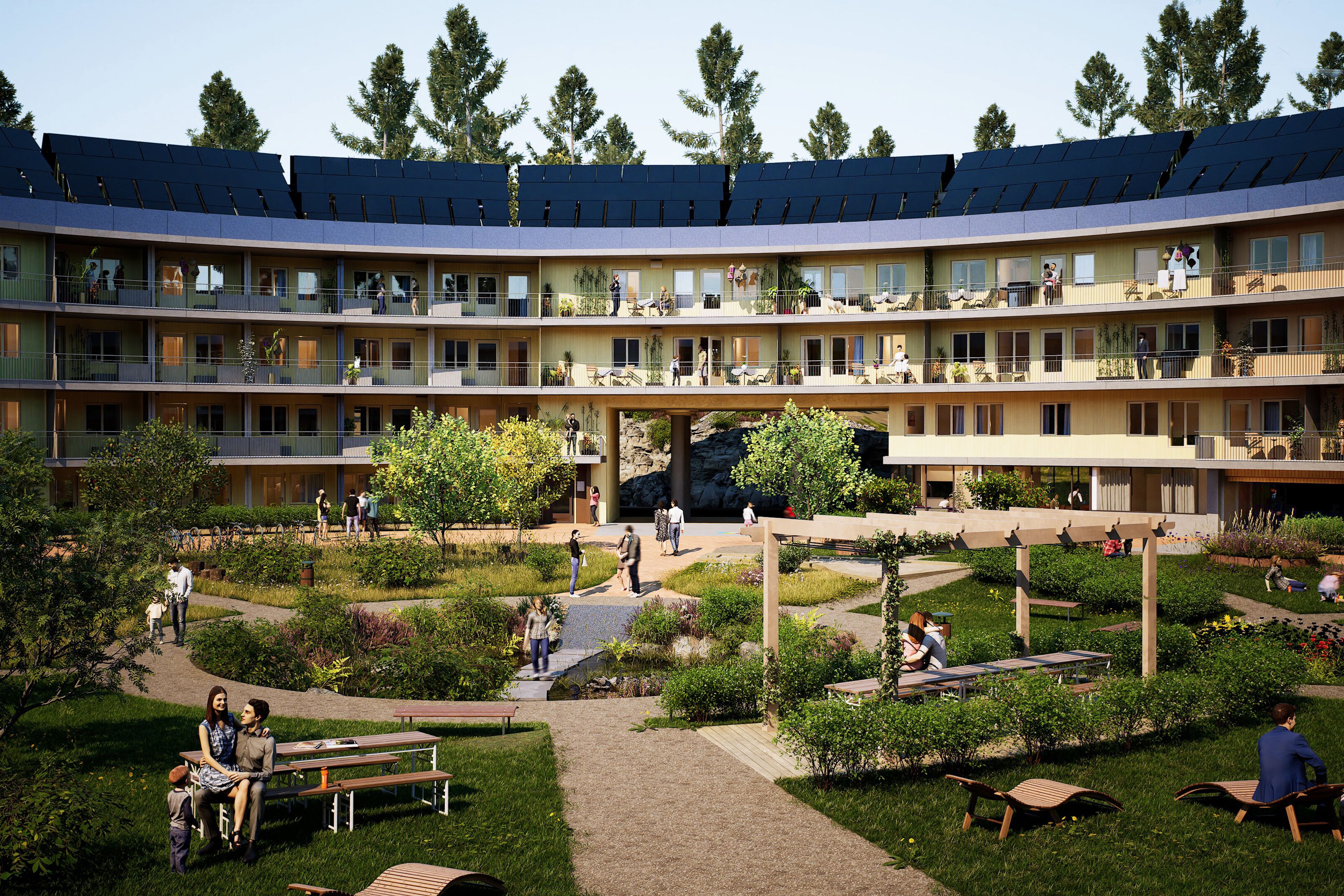 Illustrasjon av gårdsrom på Oen.