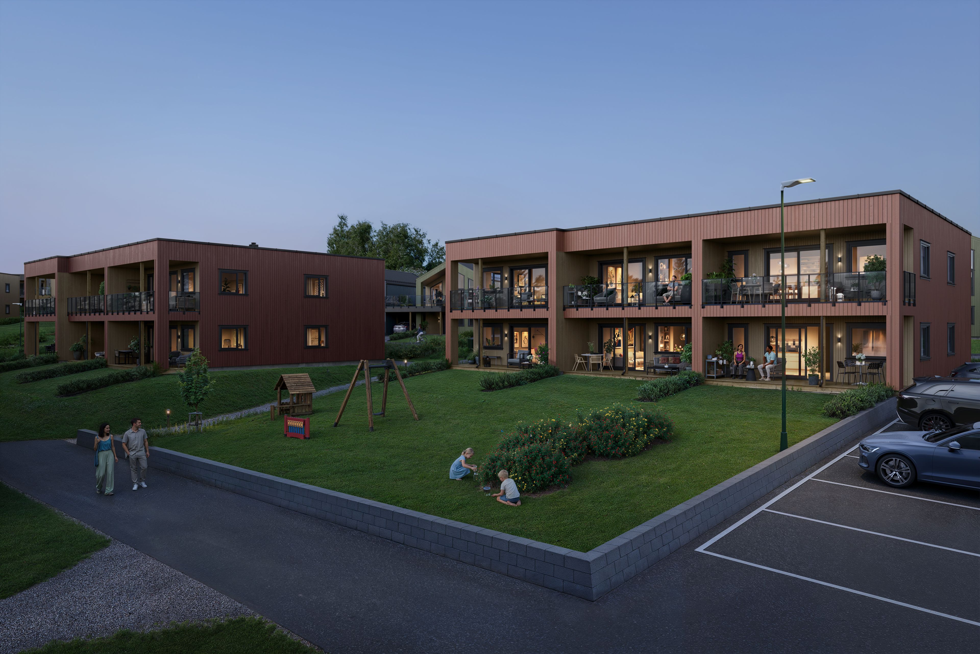 Illustrasjon av leiligheter, bygg 3 og 4, i Smedhagen.