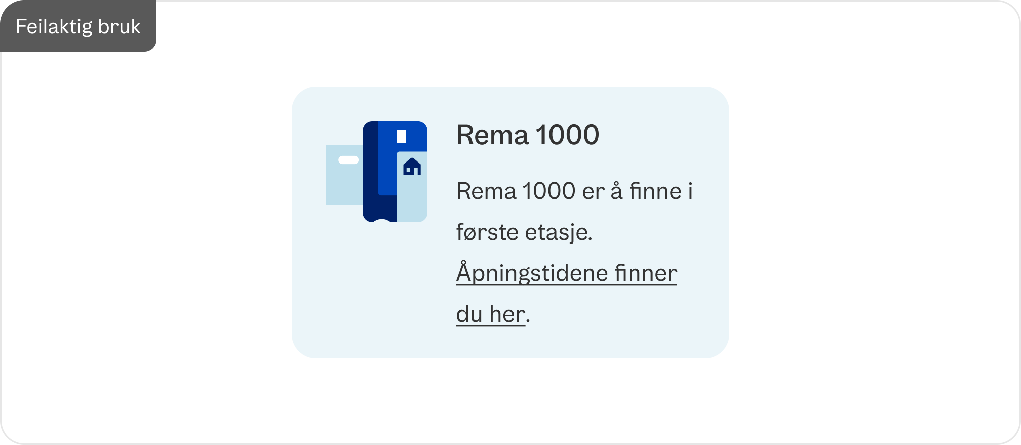 Feilaktig bruk - Kort med illustrativt ikon
