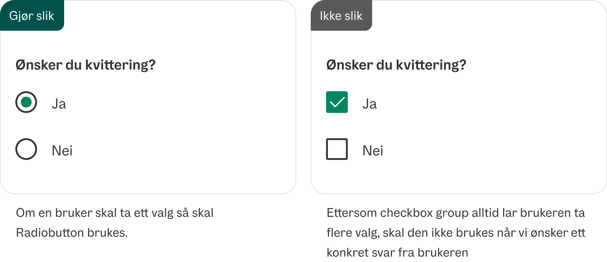 Radio vs checkbox
