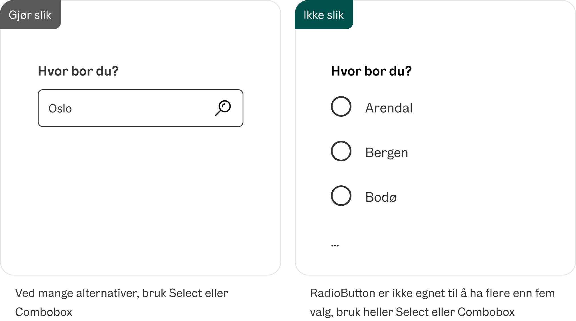 Ved for mange alternativer