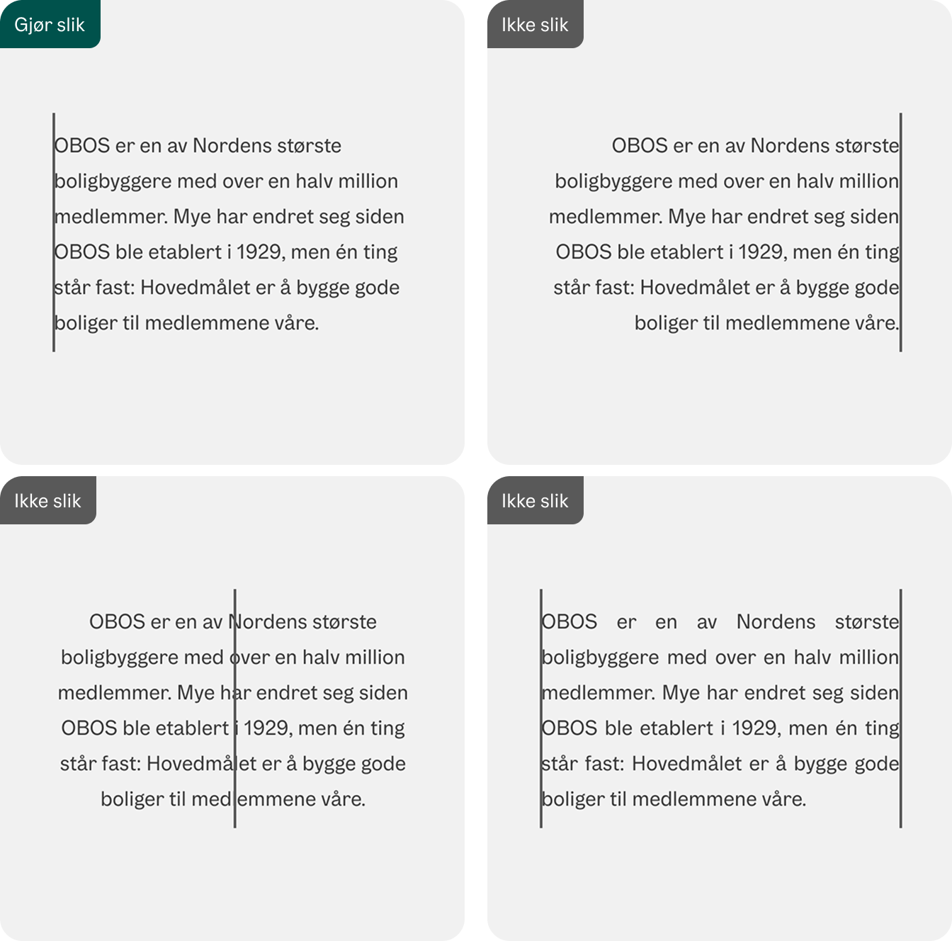 Venstrestilt linjeføring