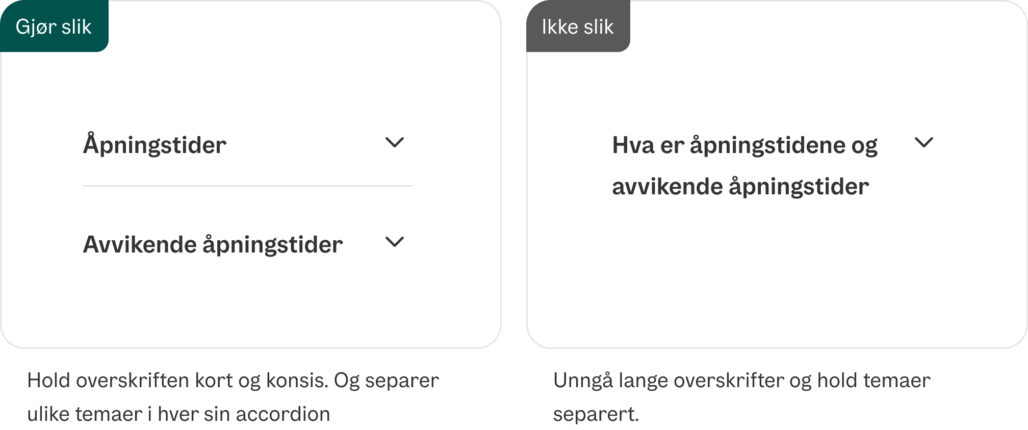Unngå lange overskrifter med flere temaer