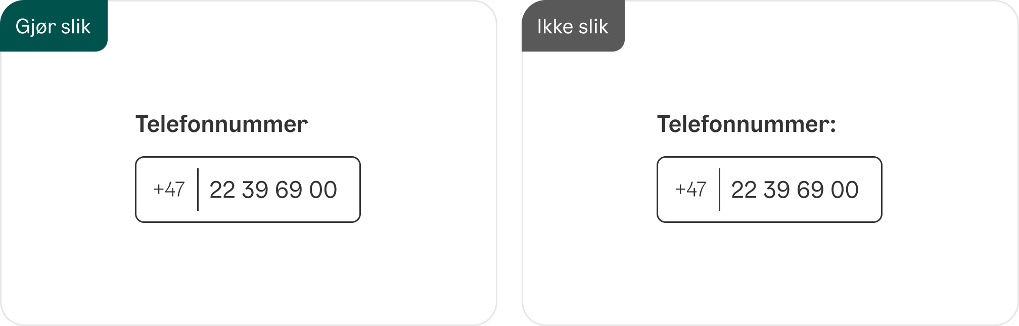 Input - Kolon - Retningslinje