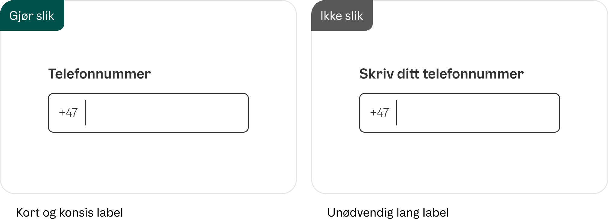 Input - Label - Retningslinje