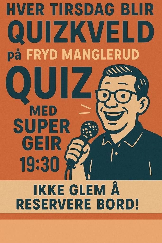 Plakat med informasjon om Quizkveld.