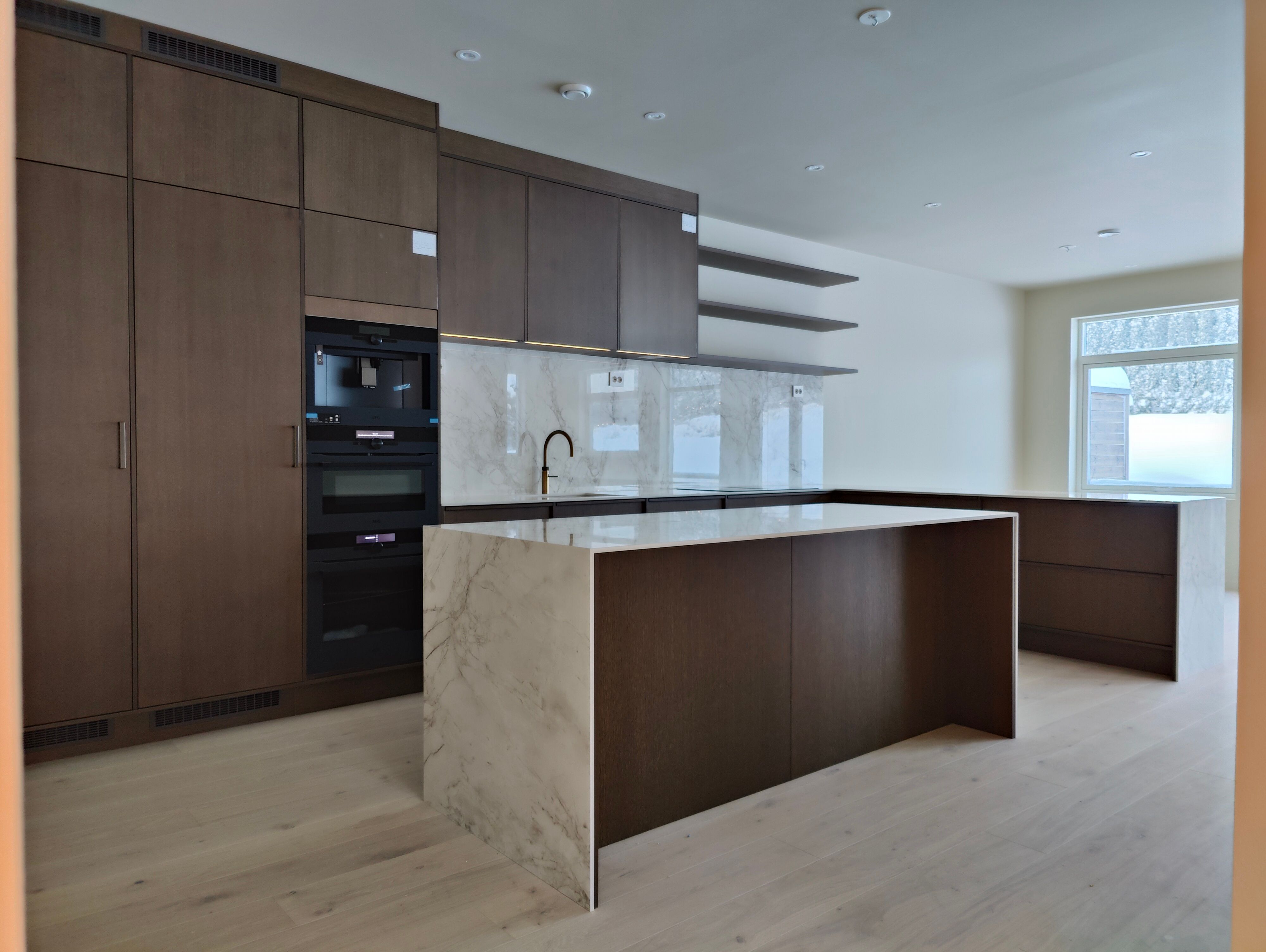 Kjøkken i tomannsbolig bygget av OBOS Block Watne Eneboliger på Østensjø, Oslo