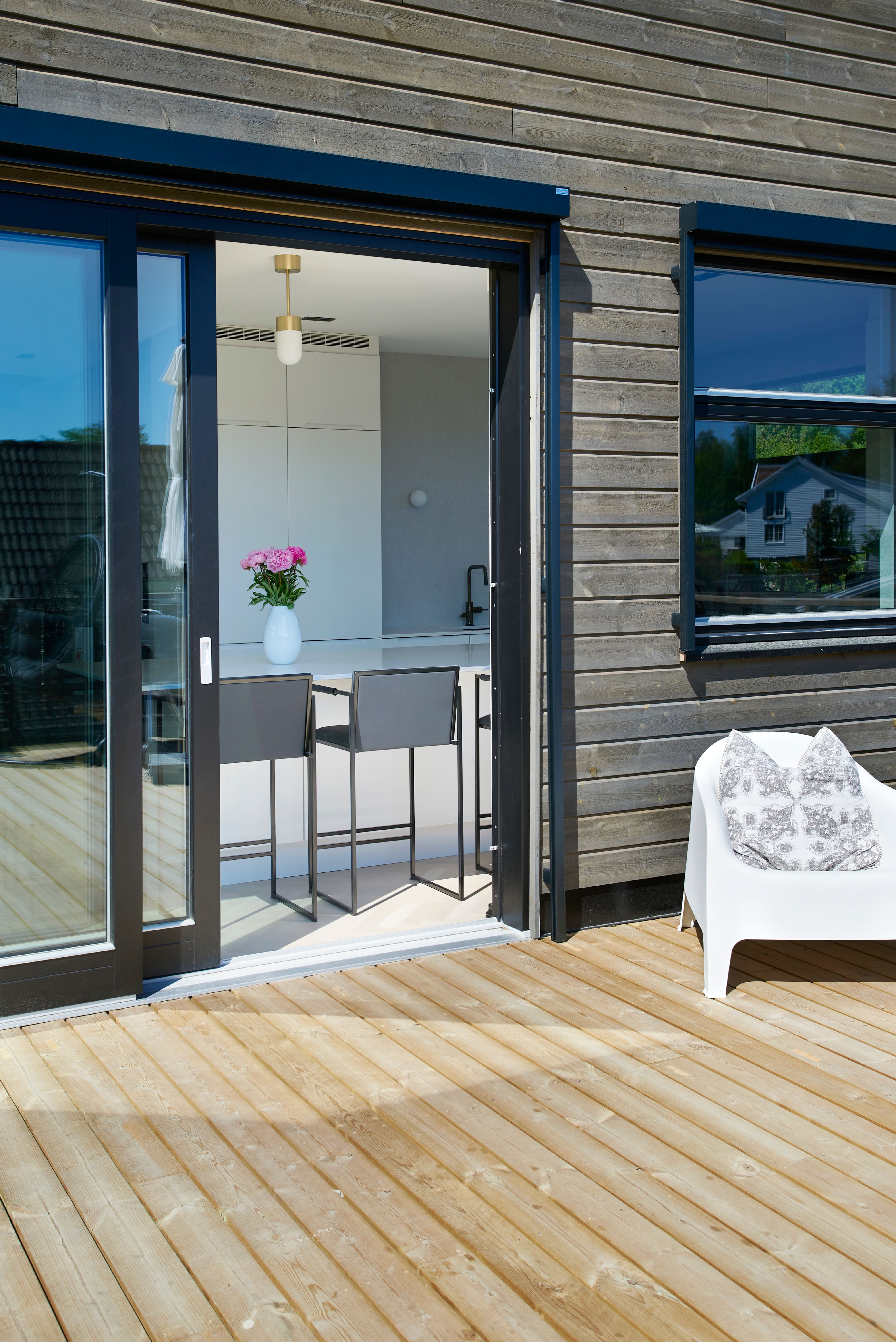 Foto av terrasse enebolig bygget av OBW Eneboliger, i Høvik, Bærum