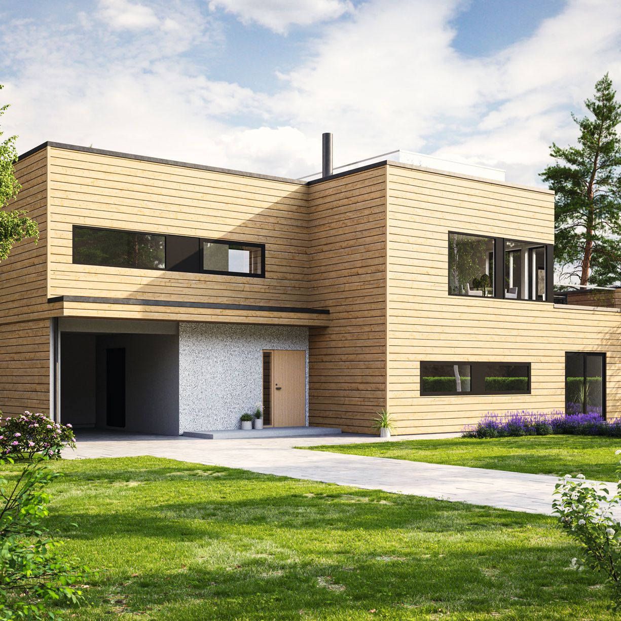 Ferdighus – Alm. Illustrasjon.