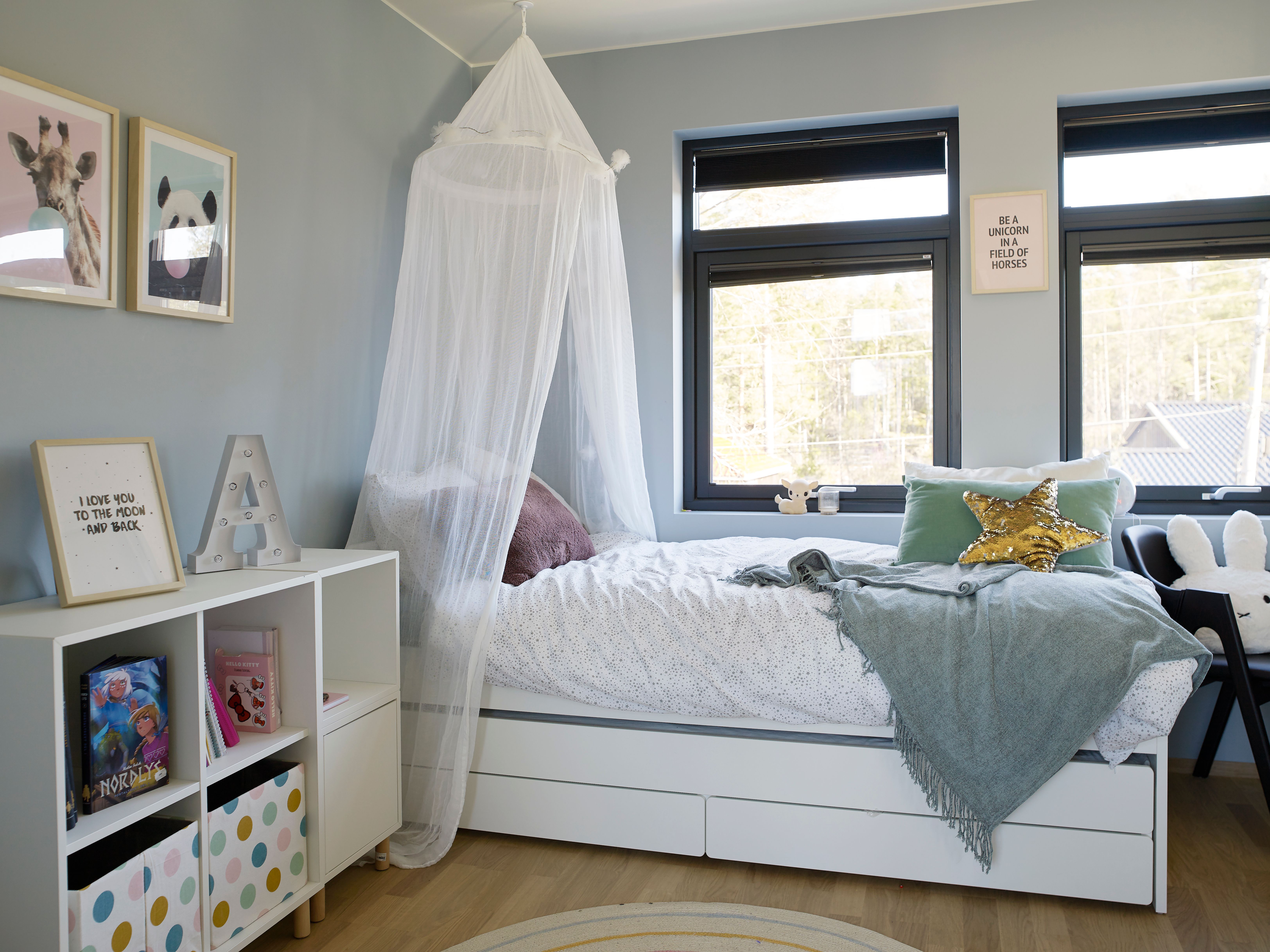 Foto av ett av barnerommene i enebolig på Sofiemyr i Nordre Follo