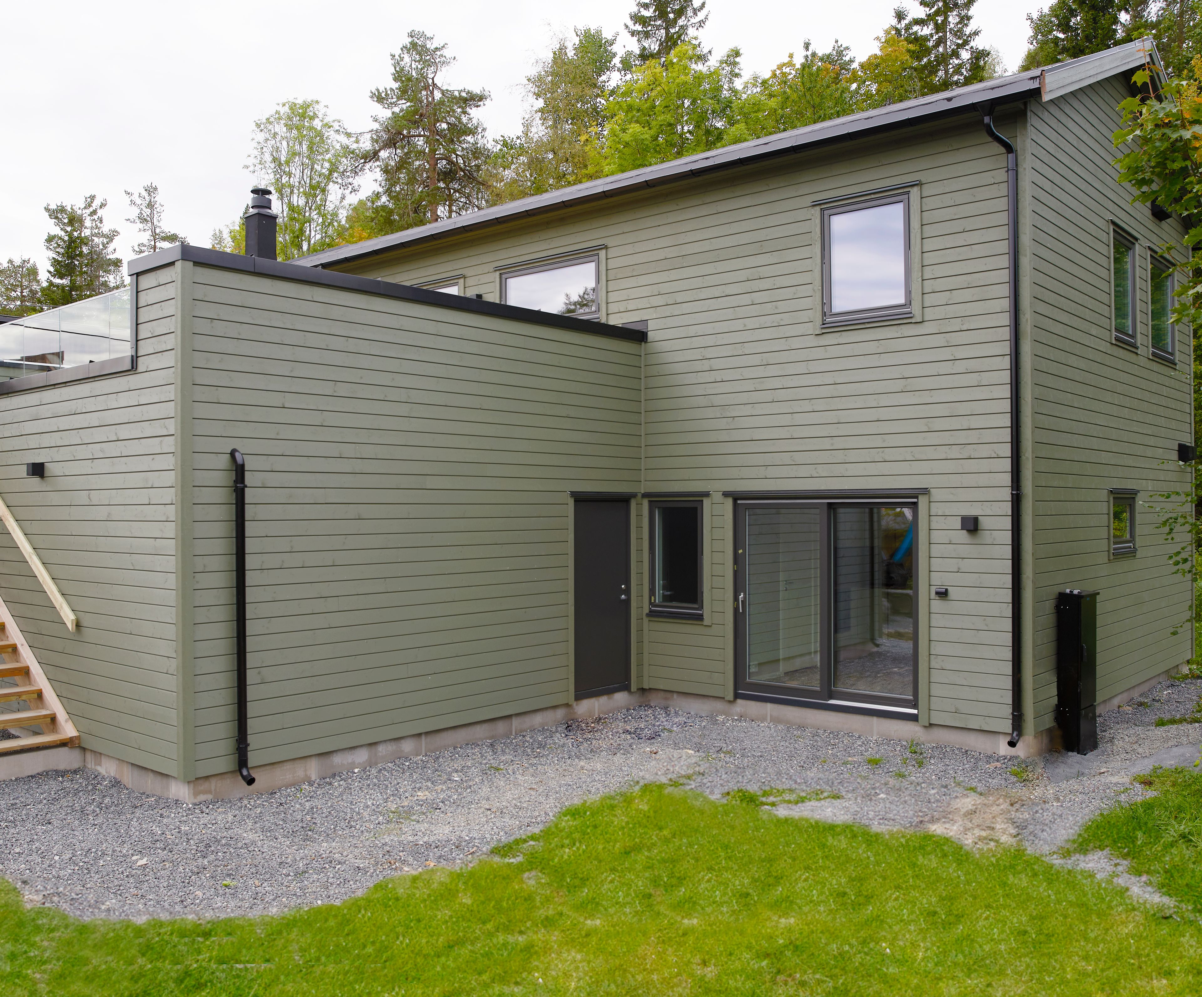 Foto av fasade på enebolig bygget av OBOS Block Watne Eneboliger i Heggedal i Asker