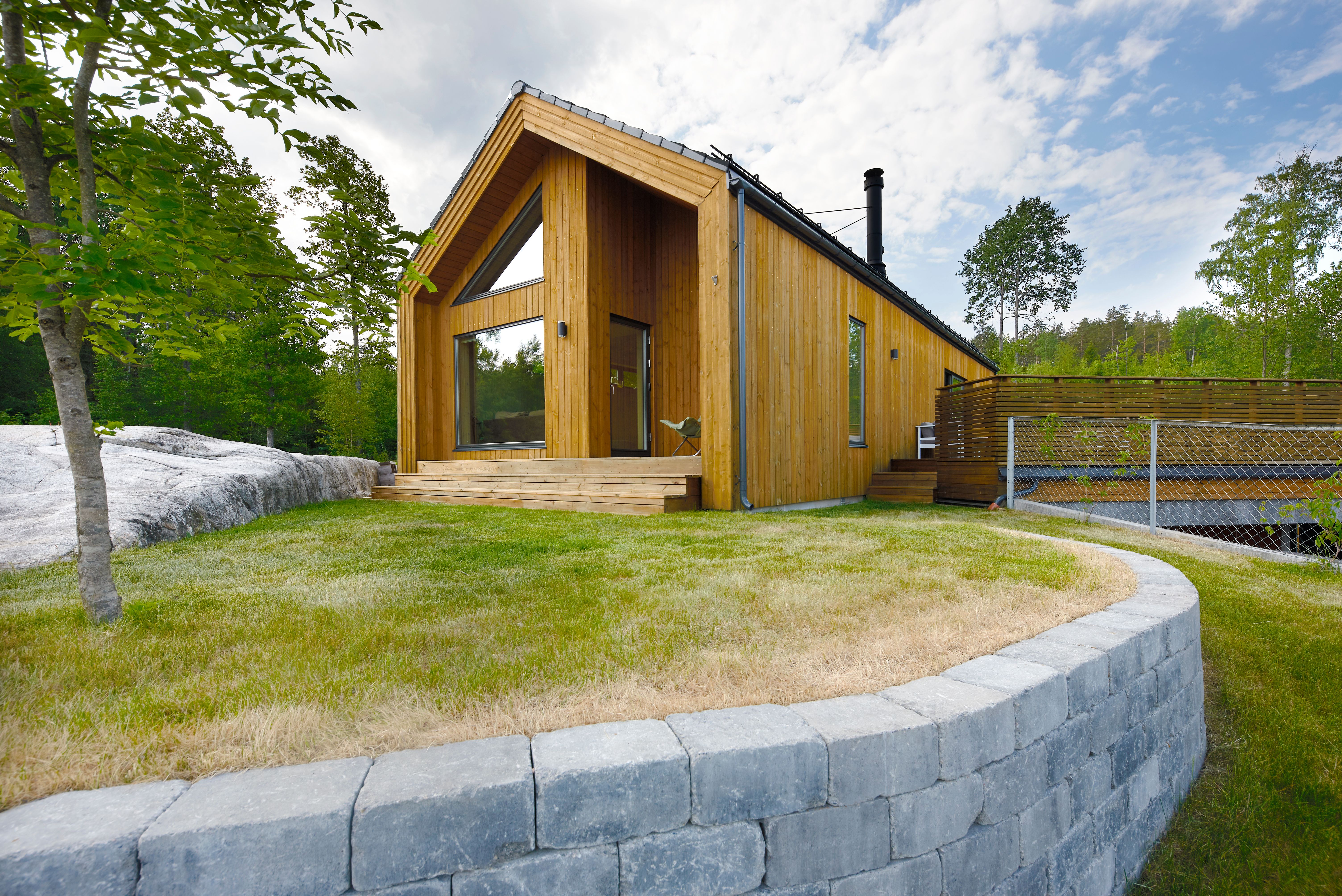 Foto av fasade på ferdig enebolig i Nærsnes, Asker