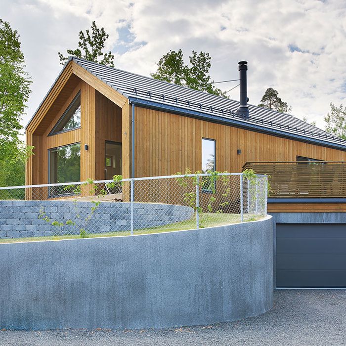 Fasade på enebolig bygget med OBOS Block Watne Fluks på Nærsnes