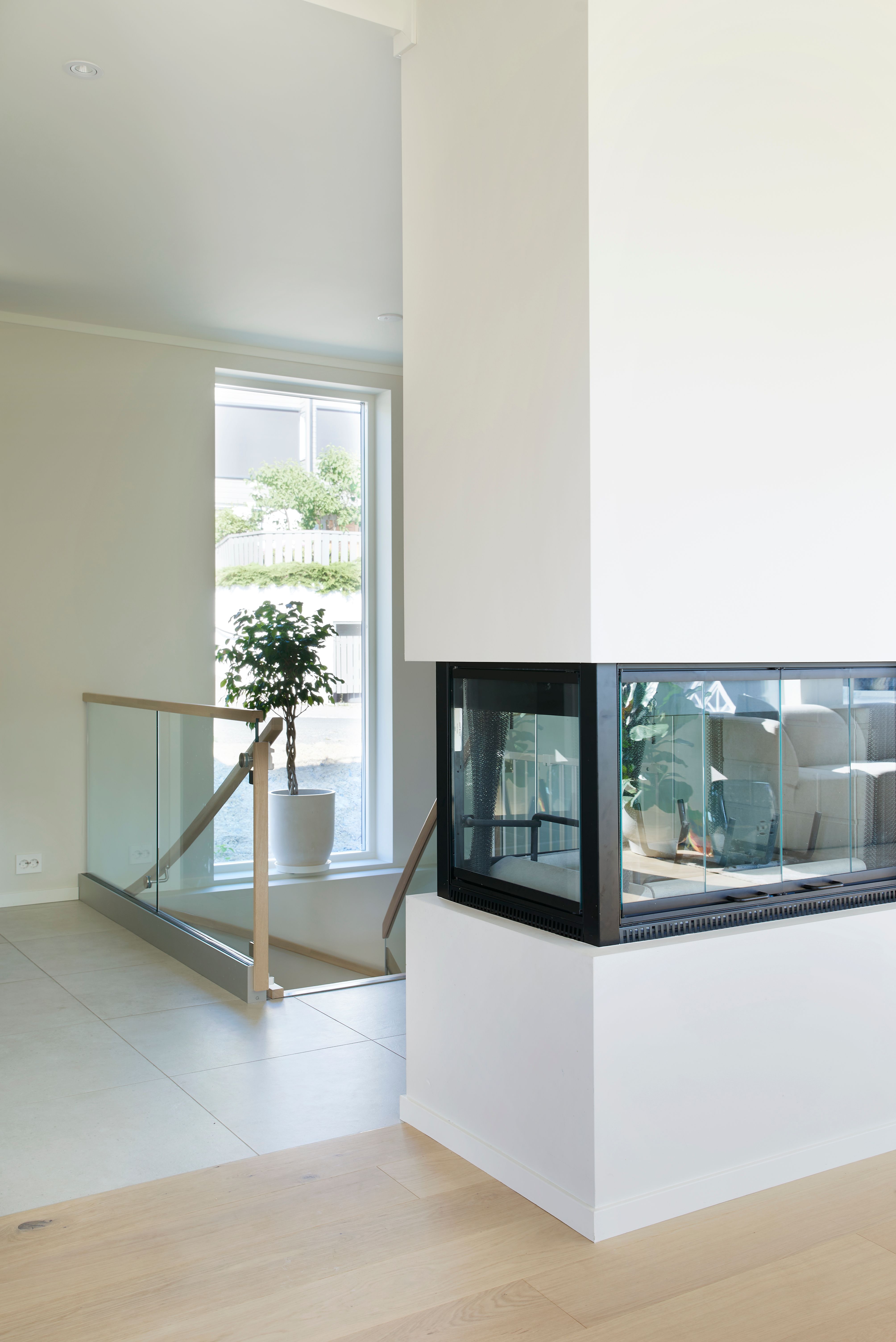 Foto av peis i enebolig bygget av OBOS Block Watne Eneboliger i Vestre Aker, Oslo