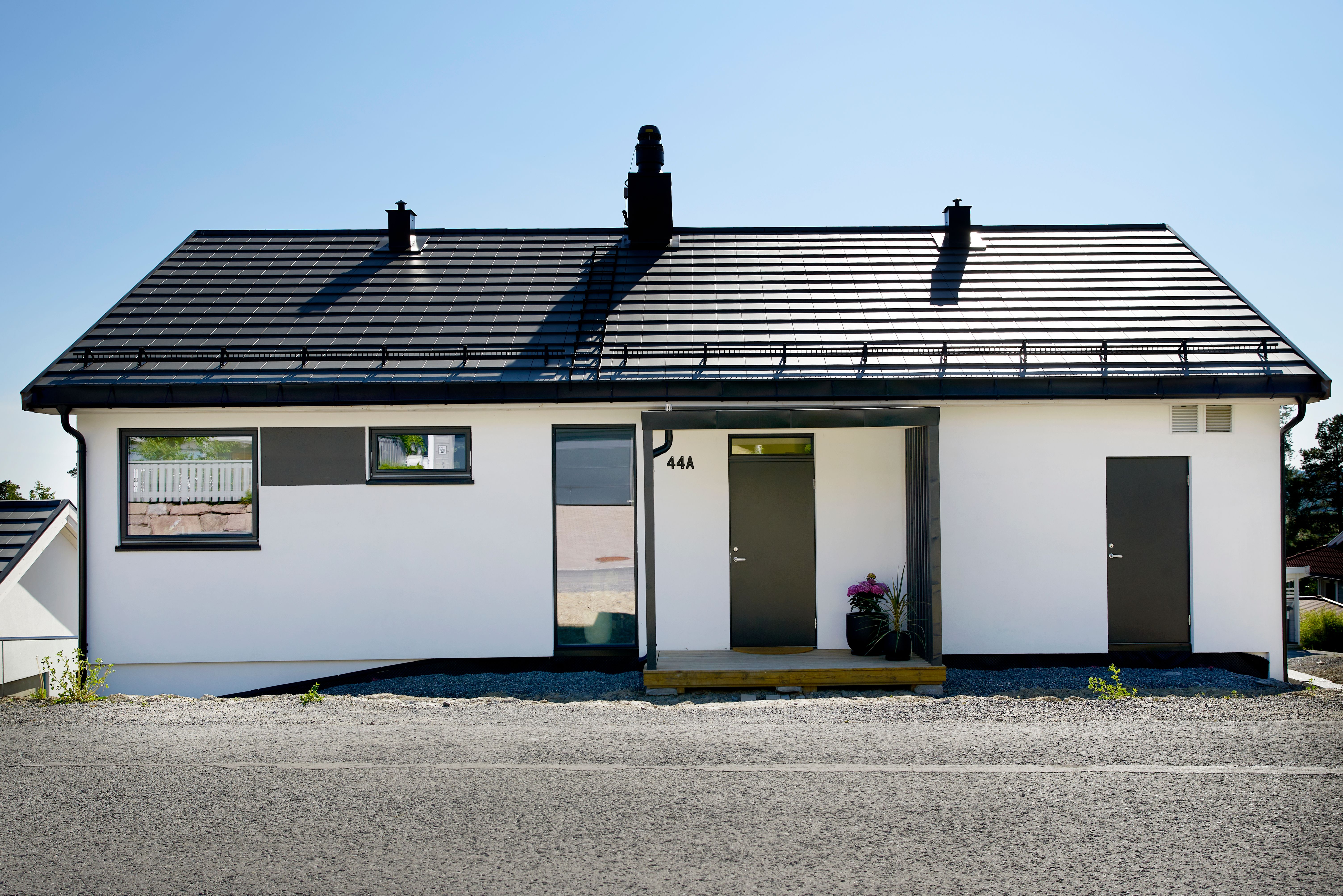 Foto av fasade på enebolig bygget av OBOS Block Watne Eneboliger i Vestre Aker, Oslo