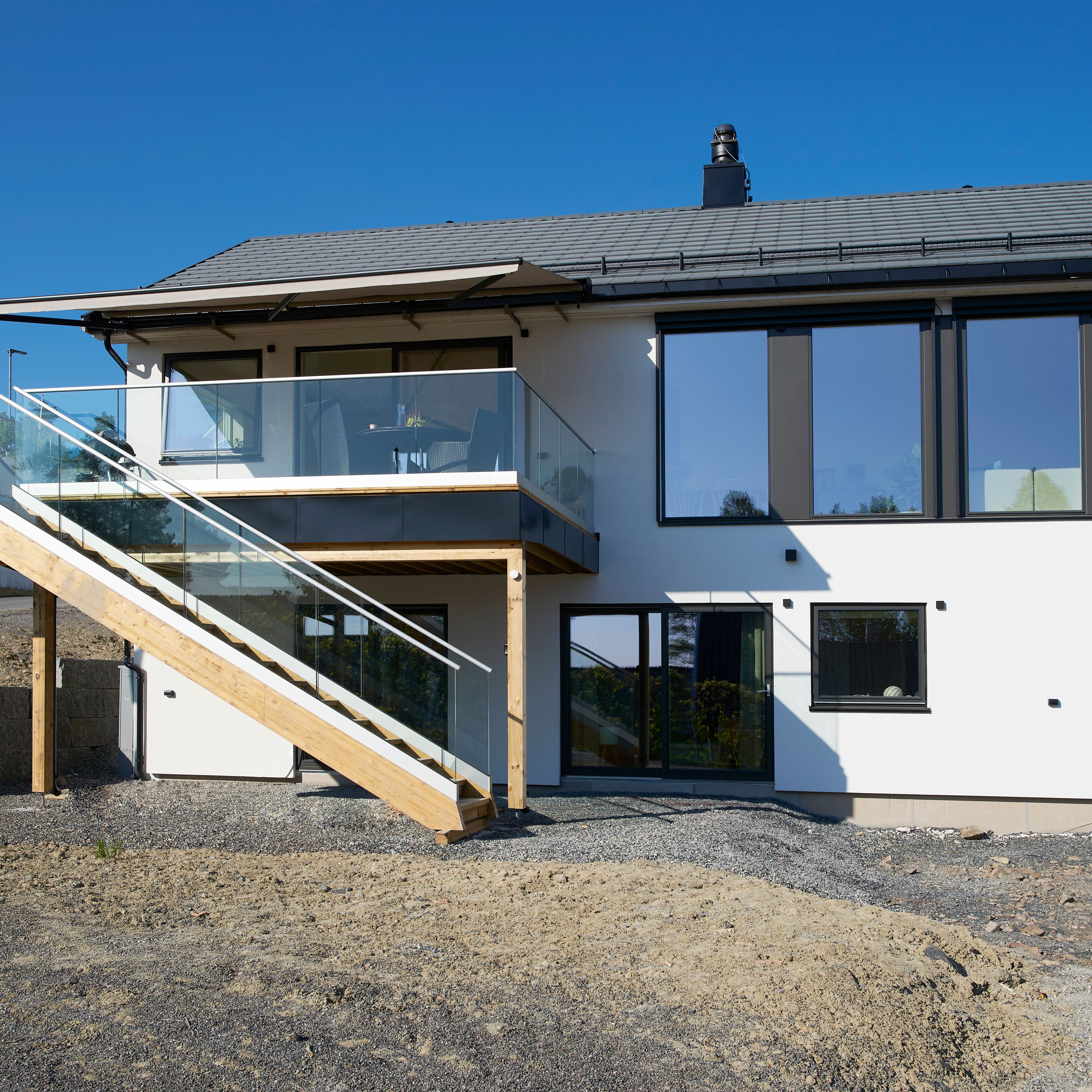 Foto av fasade på enebolig bygget av OBOS Block Watne Eneboliger i Vestre Aker, Oslo