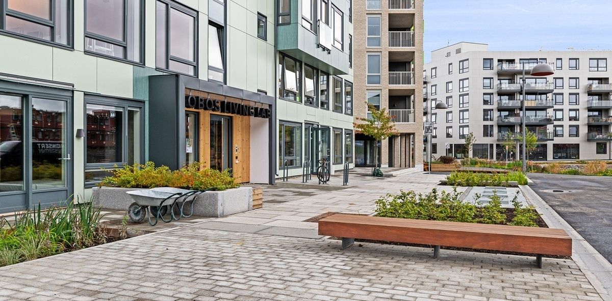 bilde av fasade og inngangsparti i obos living lab