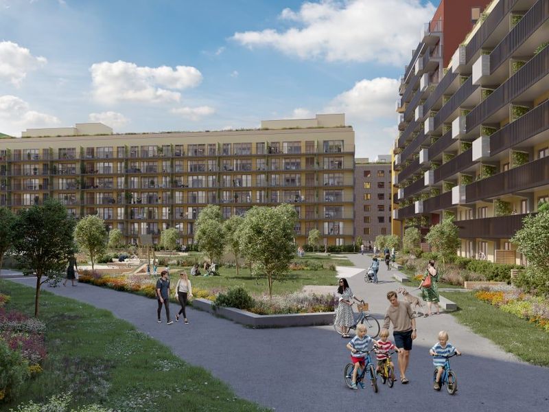 Illustrasjon av det nye nabolaget på Ulvenplassen