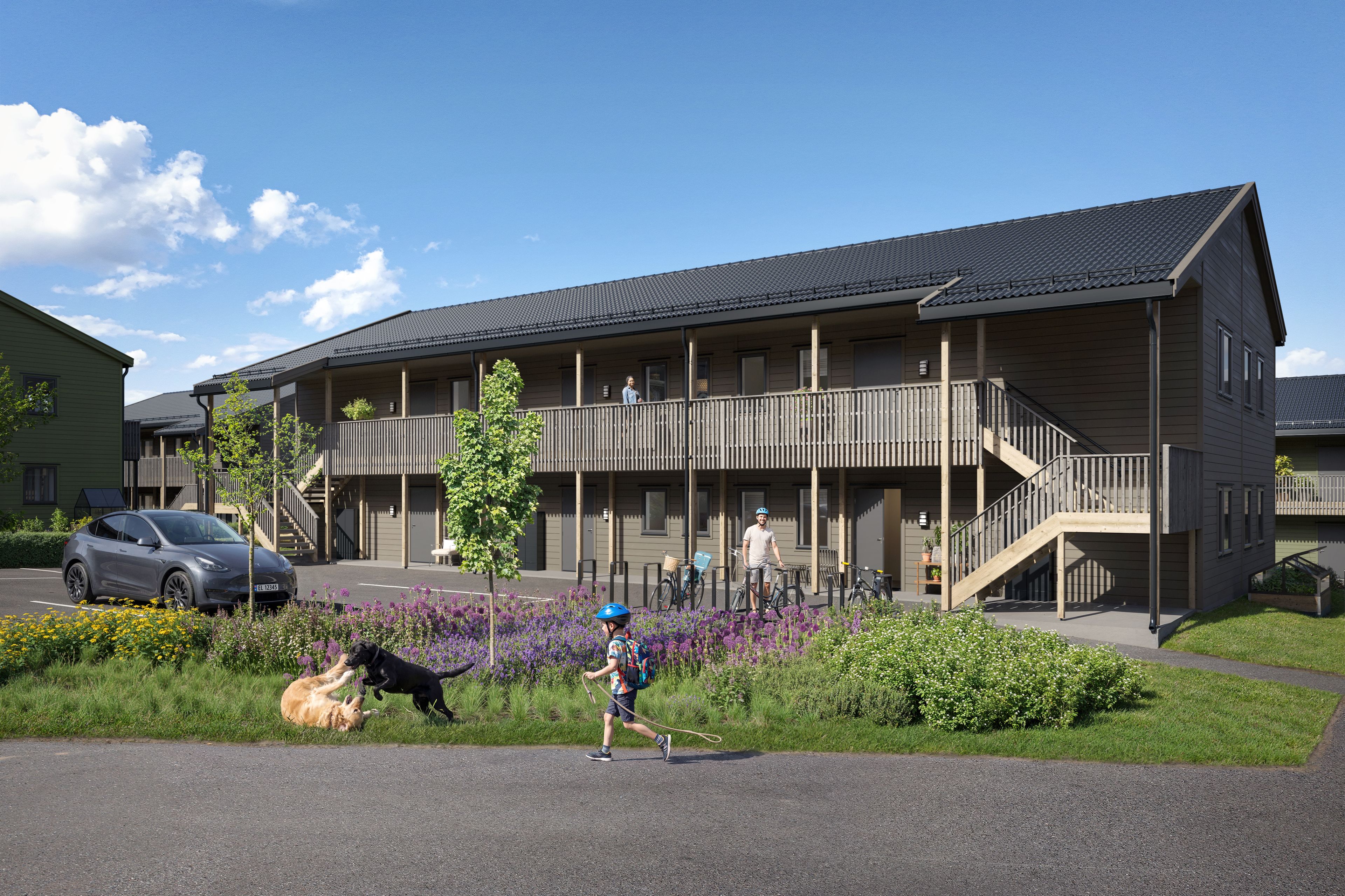 Illustrasjon av leilighetsbygg på Hvitveisbakken.