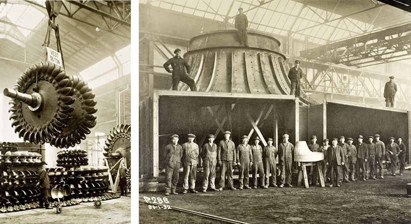 Bilde av utstyr og ansatte på Kværner bruk
