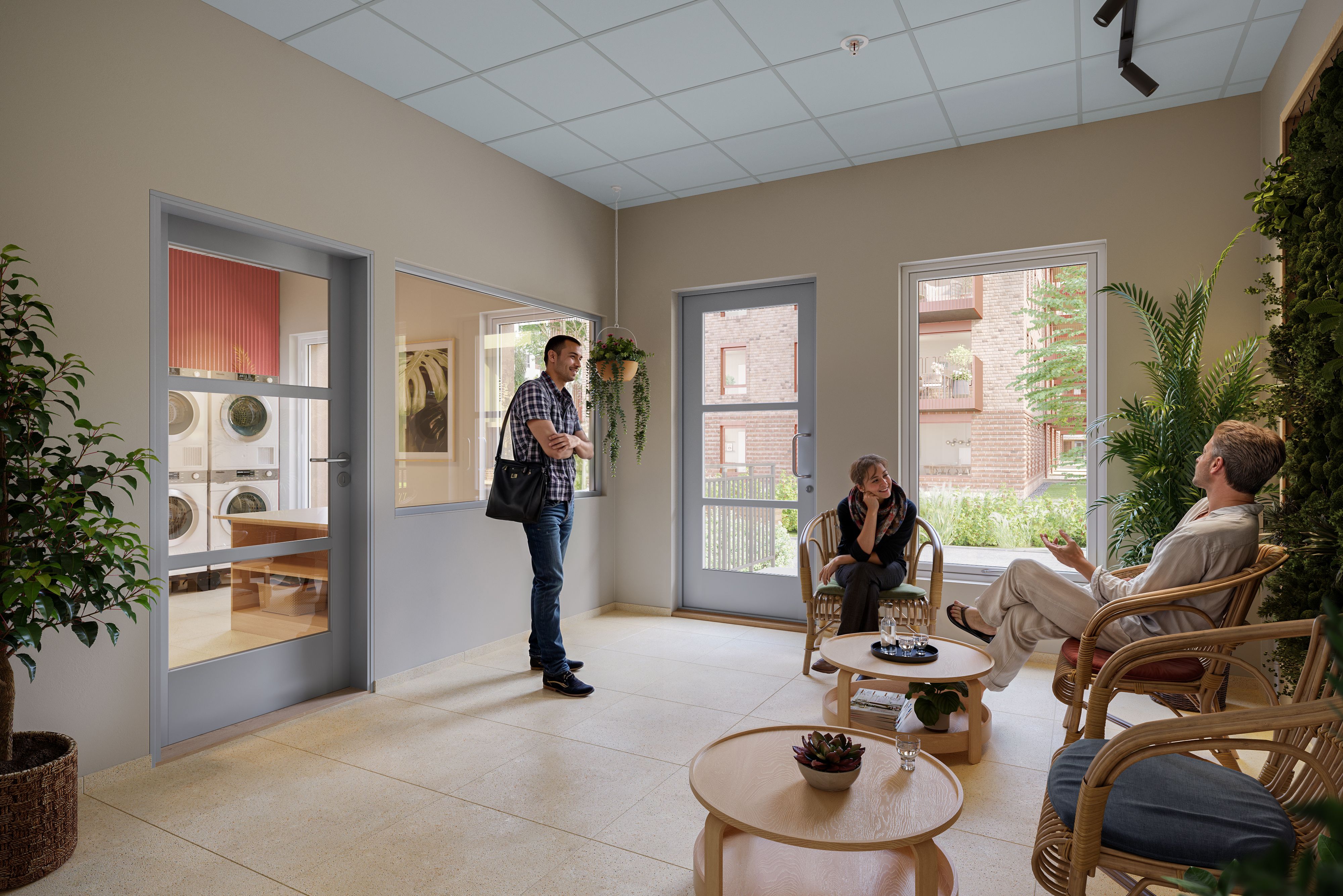 Illustrasjon av fellesrom i tilknytning til fellesvaskeriet i Torghagen