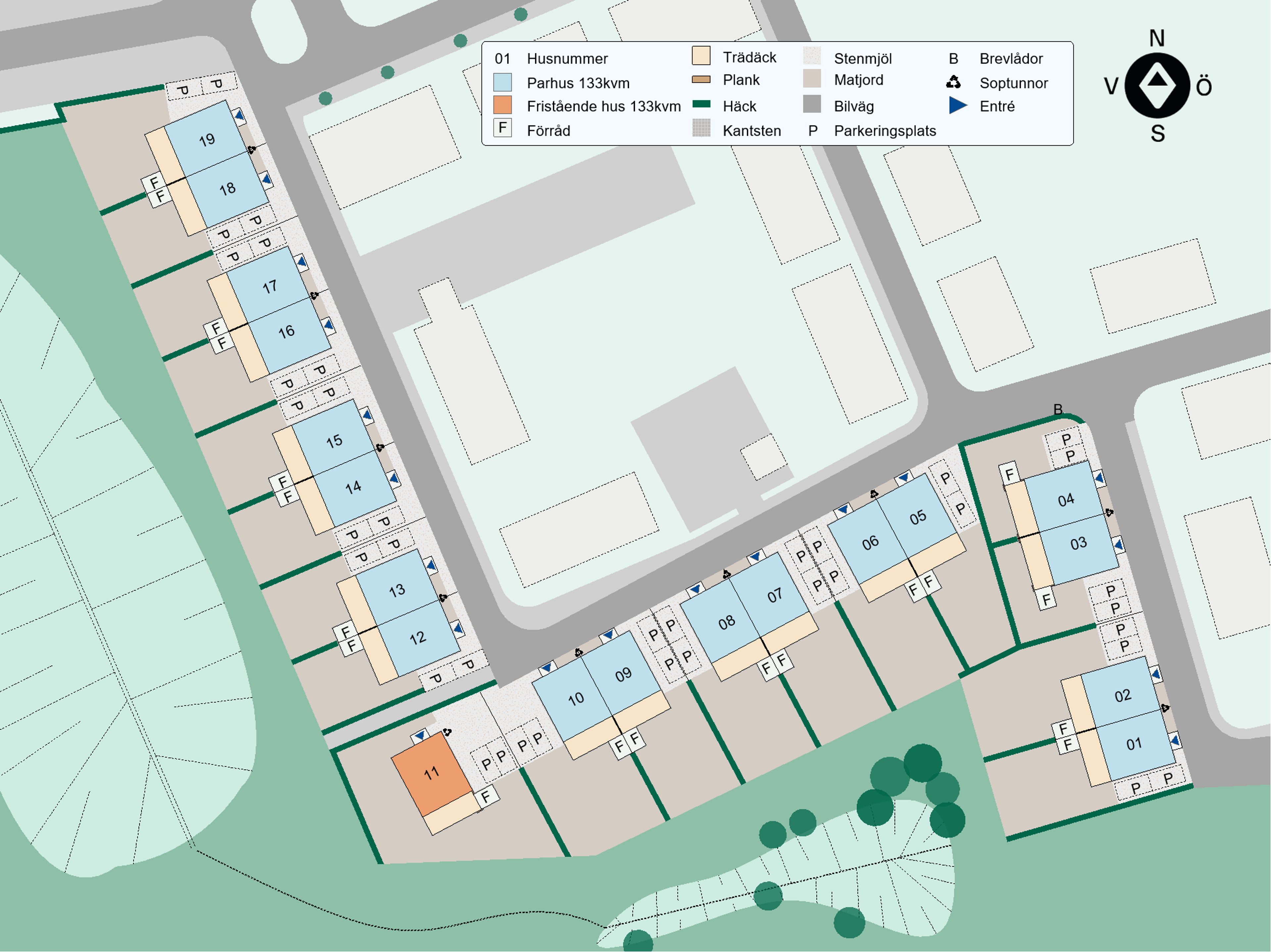 Illustrerad kvarterskiss över kvarteret Åkerholmen