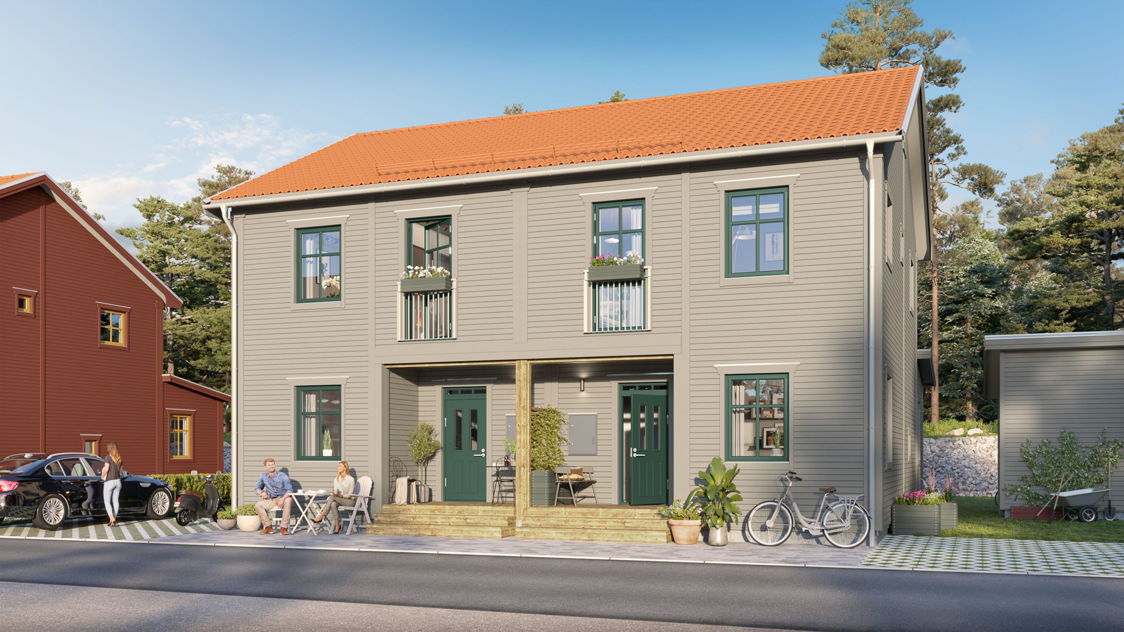 grått parhus