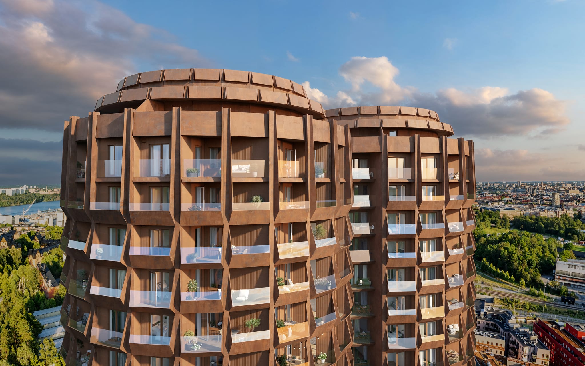 Utsikt från balkong i Stadsljus