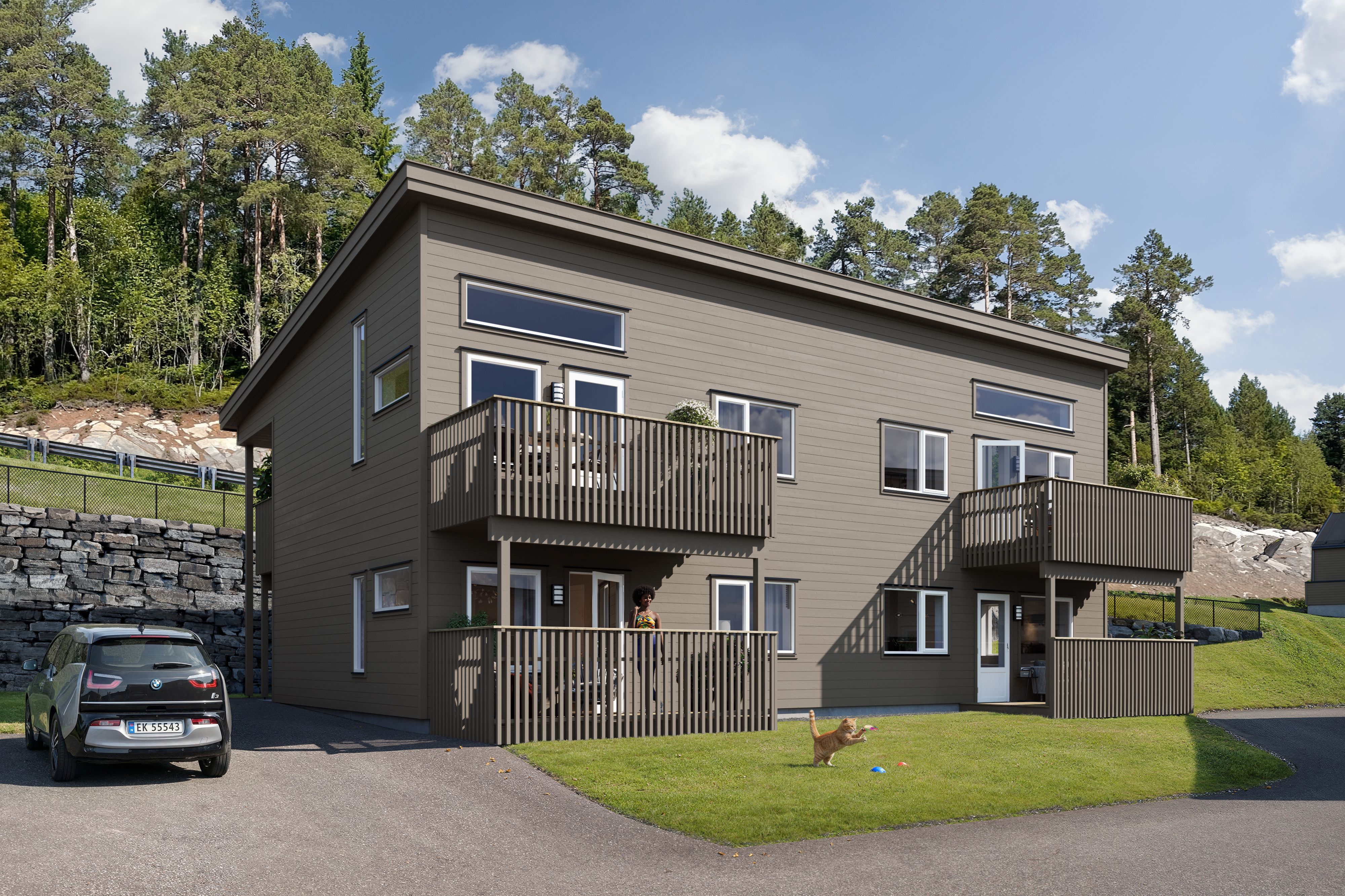 Illustrasjon av leilighetsbygg, hus 4, Røbekklia.