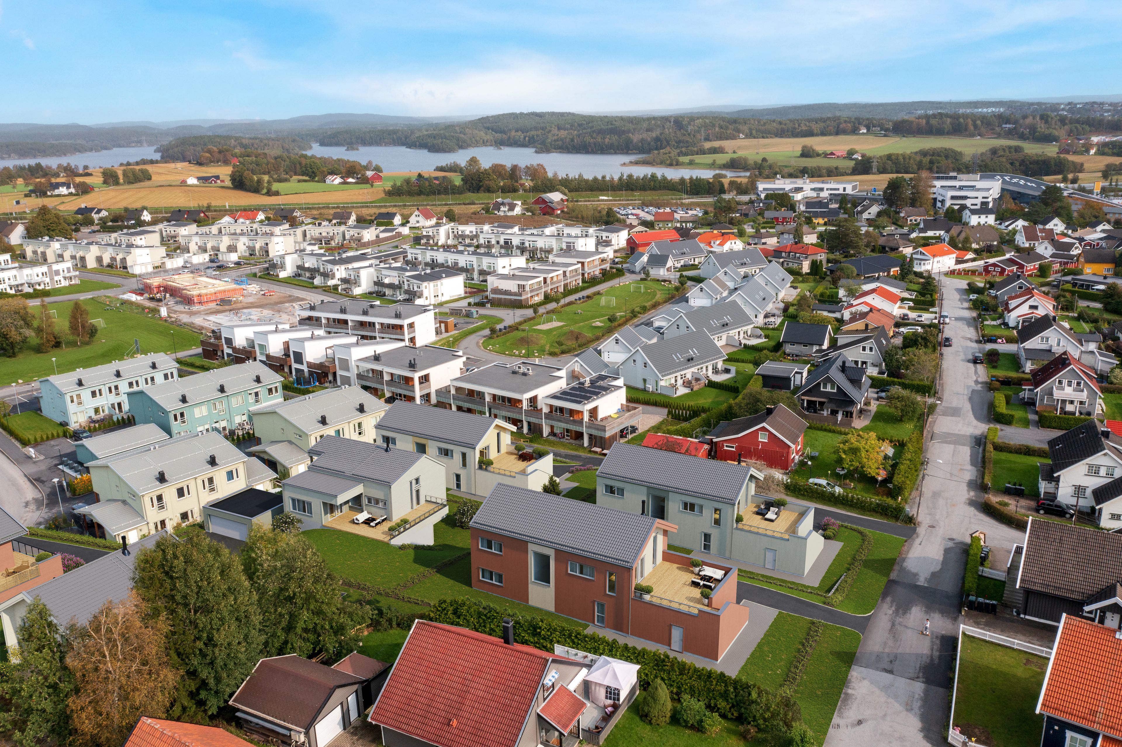 Oversiktsillustrasjon av eneboligene på Bjørnstad BF11