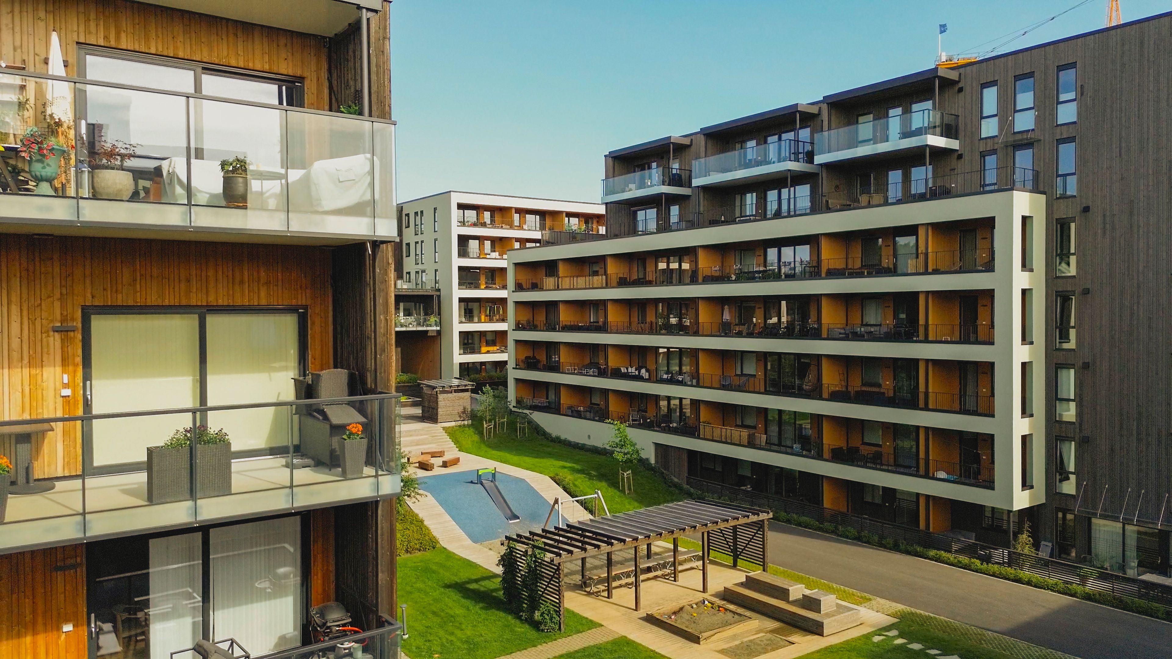 Foto av boligprosjektet Ladebyhagen i Trondheim.