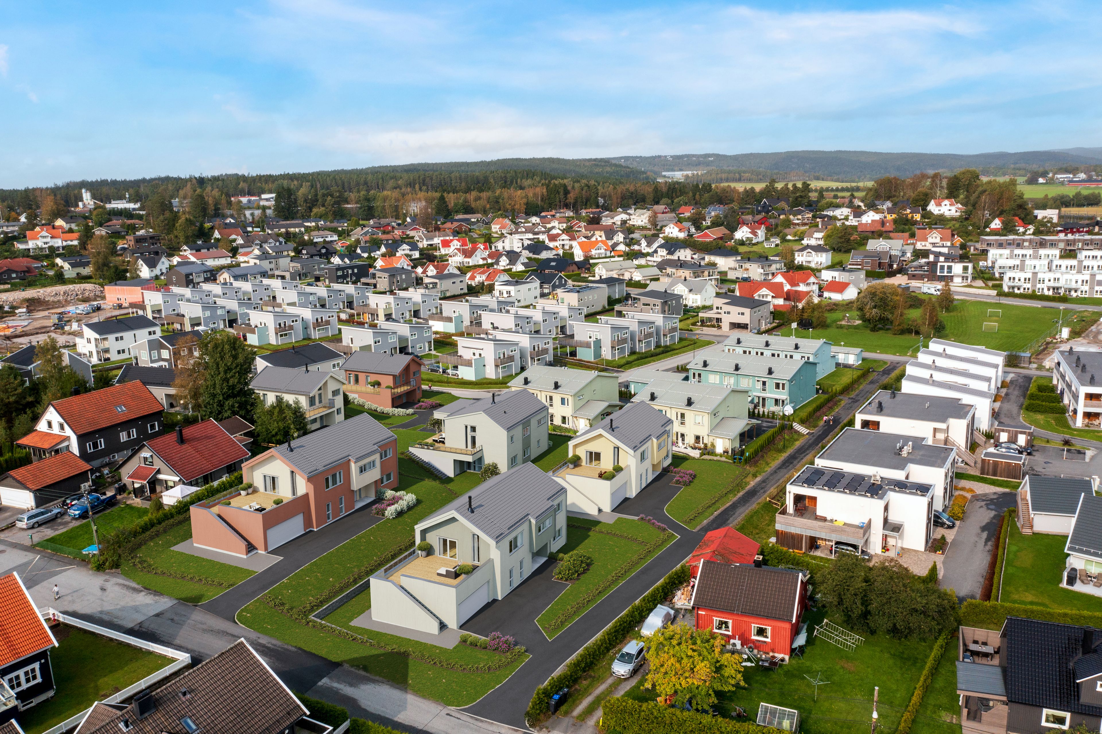 Oversiktsillustrasjon av eneboligene på Bjørnstad BF11