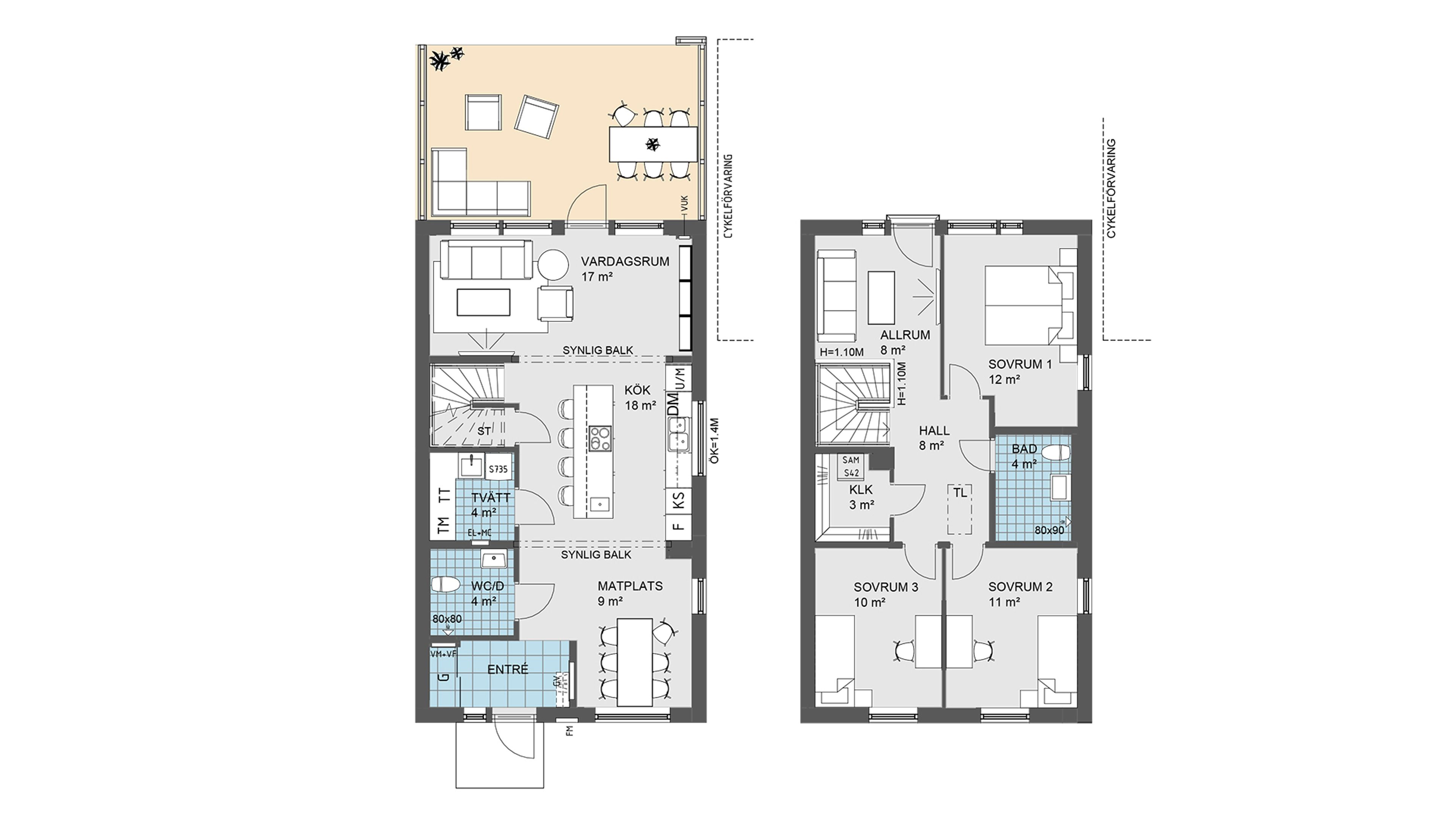 Planlösning gavelhus 17